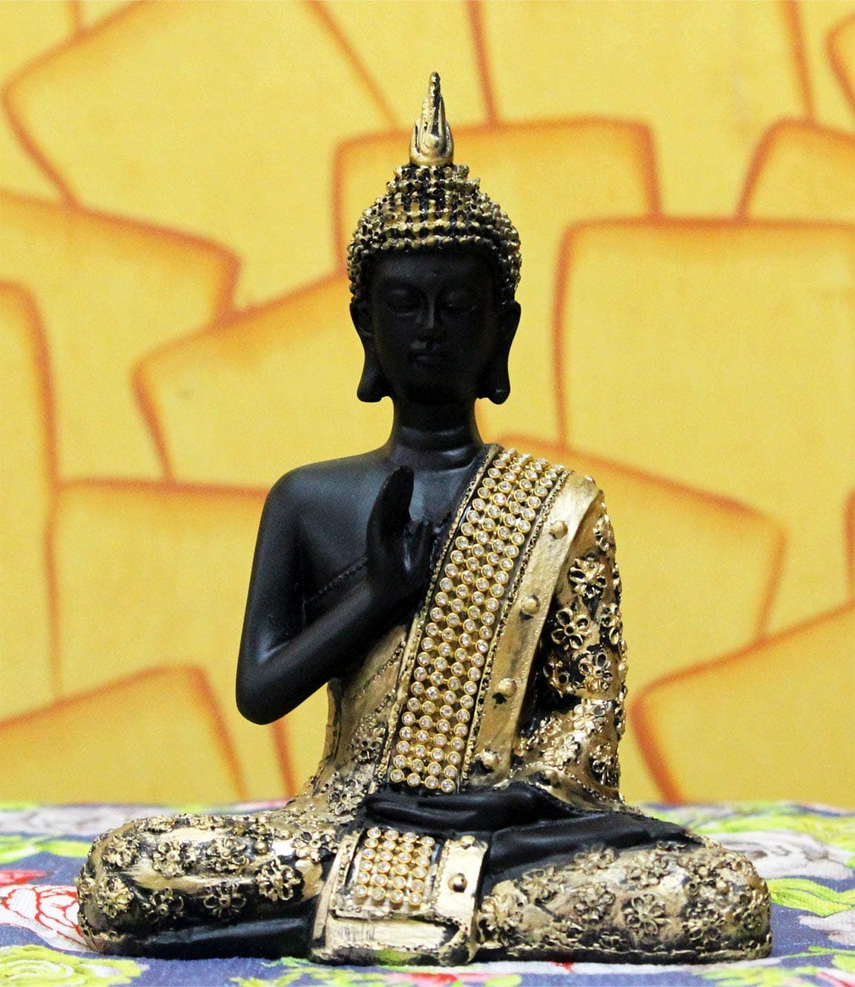 Craft Junction Antique Black Golden Coloured Thai Buddha Showpiece(6.5 * 5 * 3 Inches)