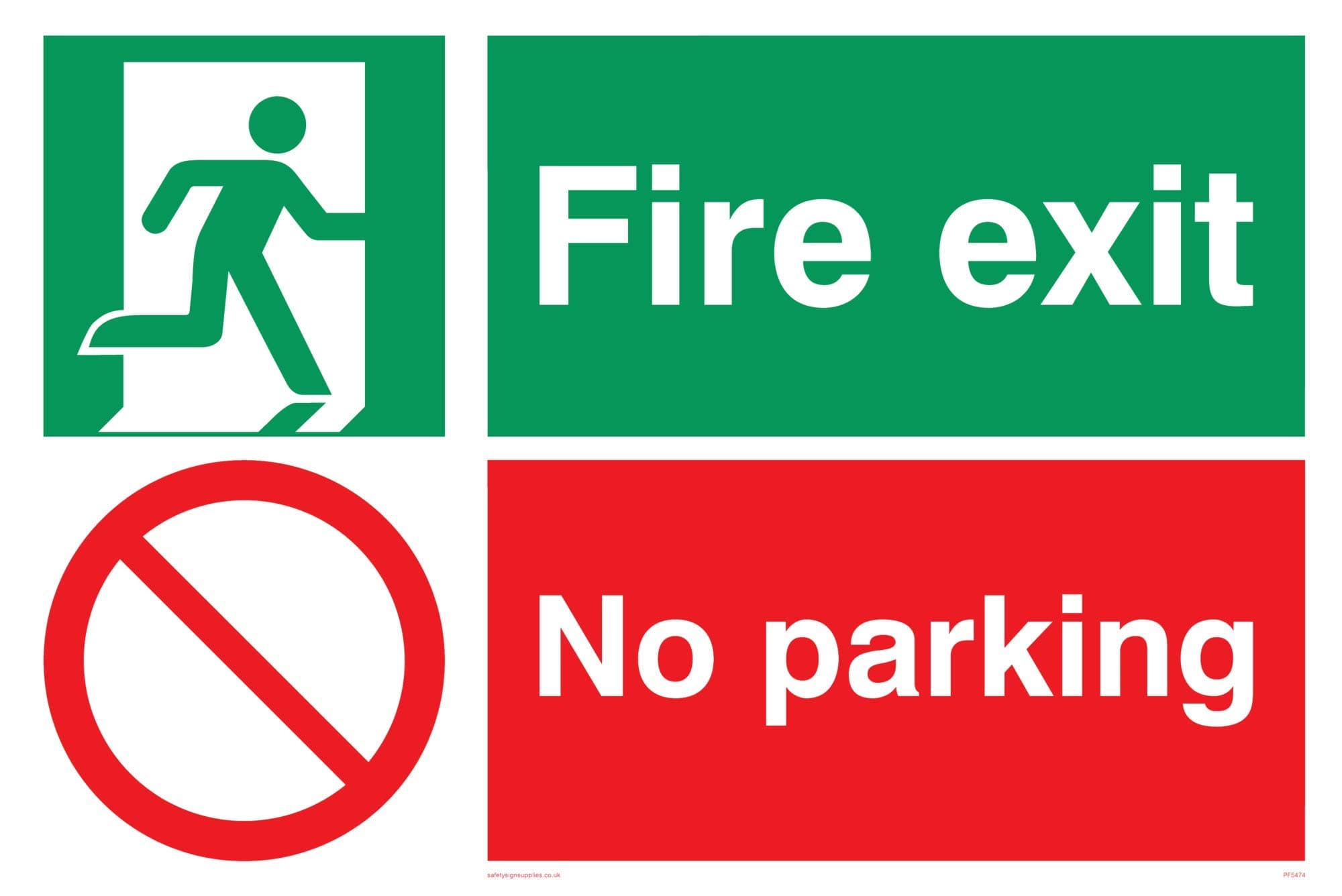 Viking Signs PF5474-A4L-V "Fire Exit No Parking" Sign, Vinyl, 200 mm H x 300 mm W