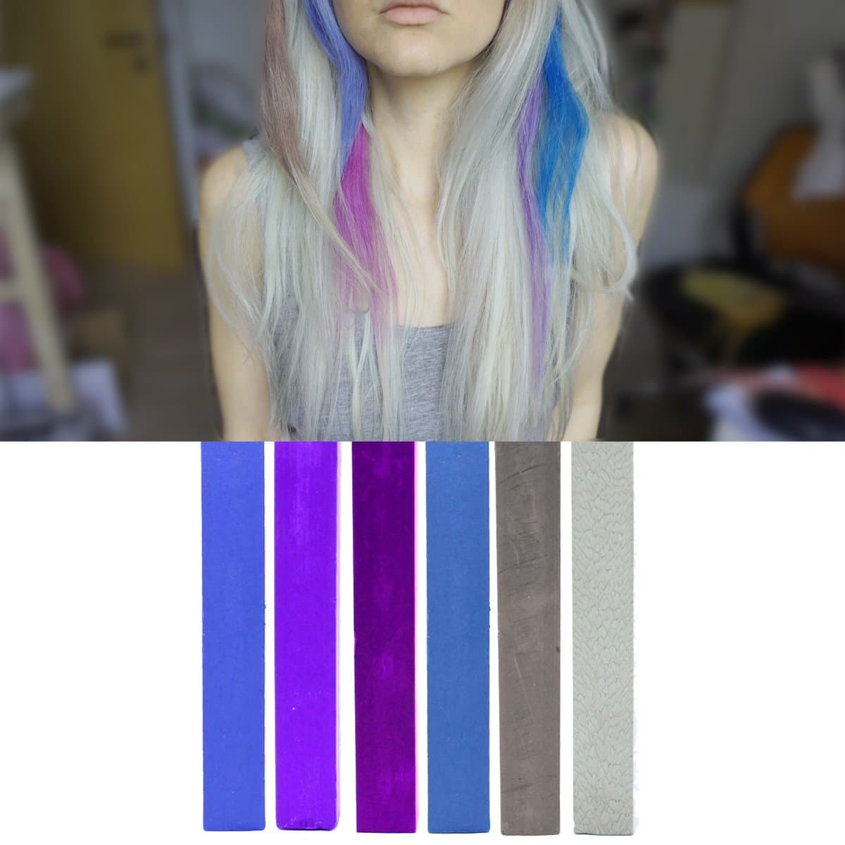 Best Smokestack Ombre Hair Dye Set | Blue, Violet, Purple, Grey and Silver Hair Color | SMOKESTACK Temporary Vibrant Hair Dye | HairChalk