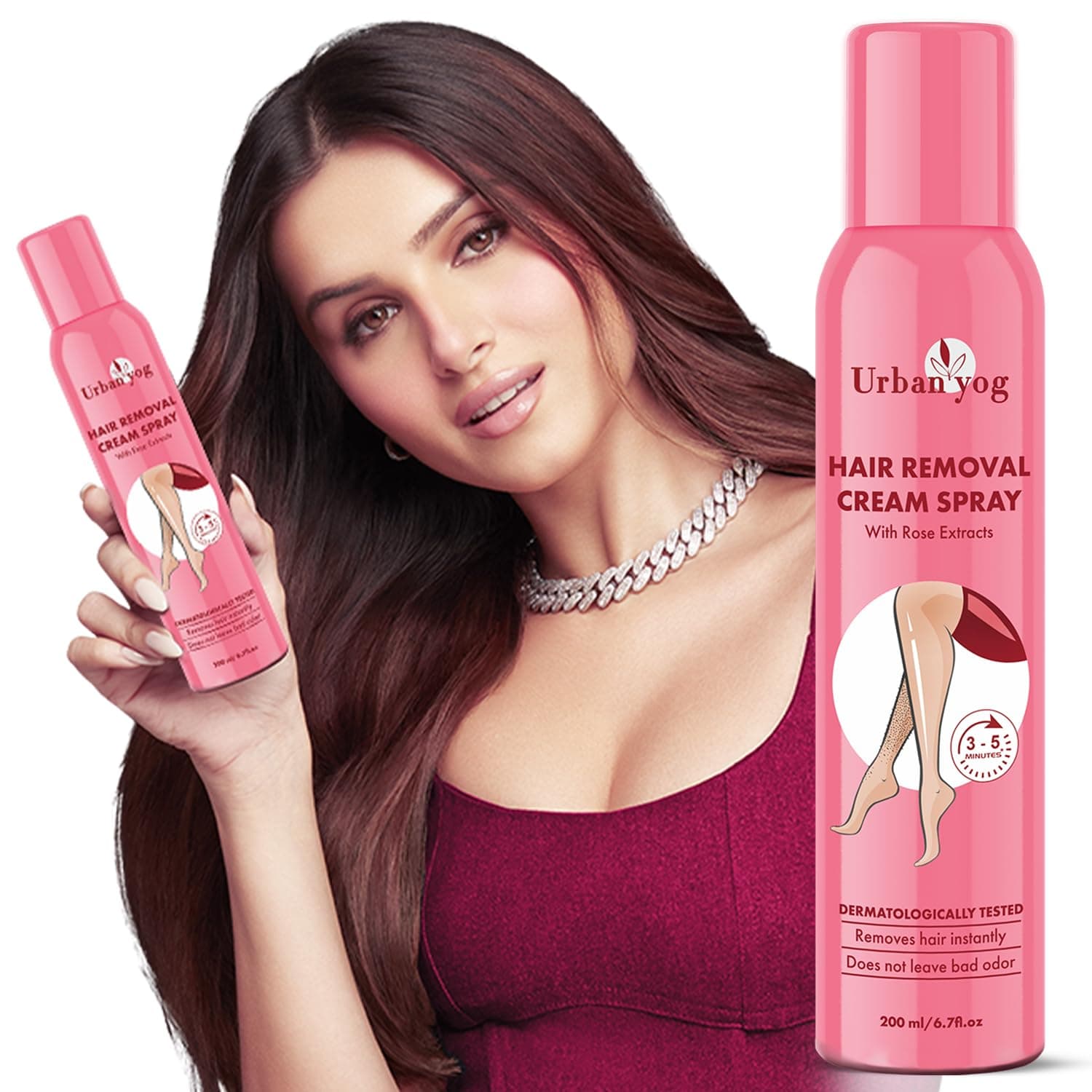 Hair Removal Cream Spray for Women - Painless Body Hair Remove (200 ML, Rose)