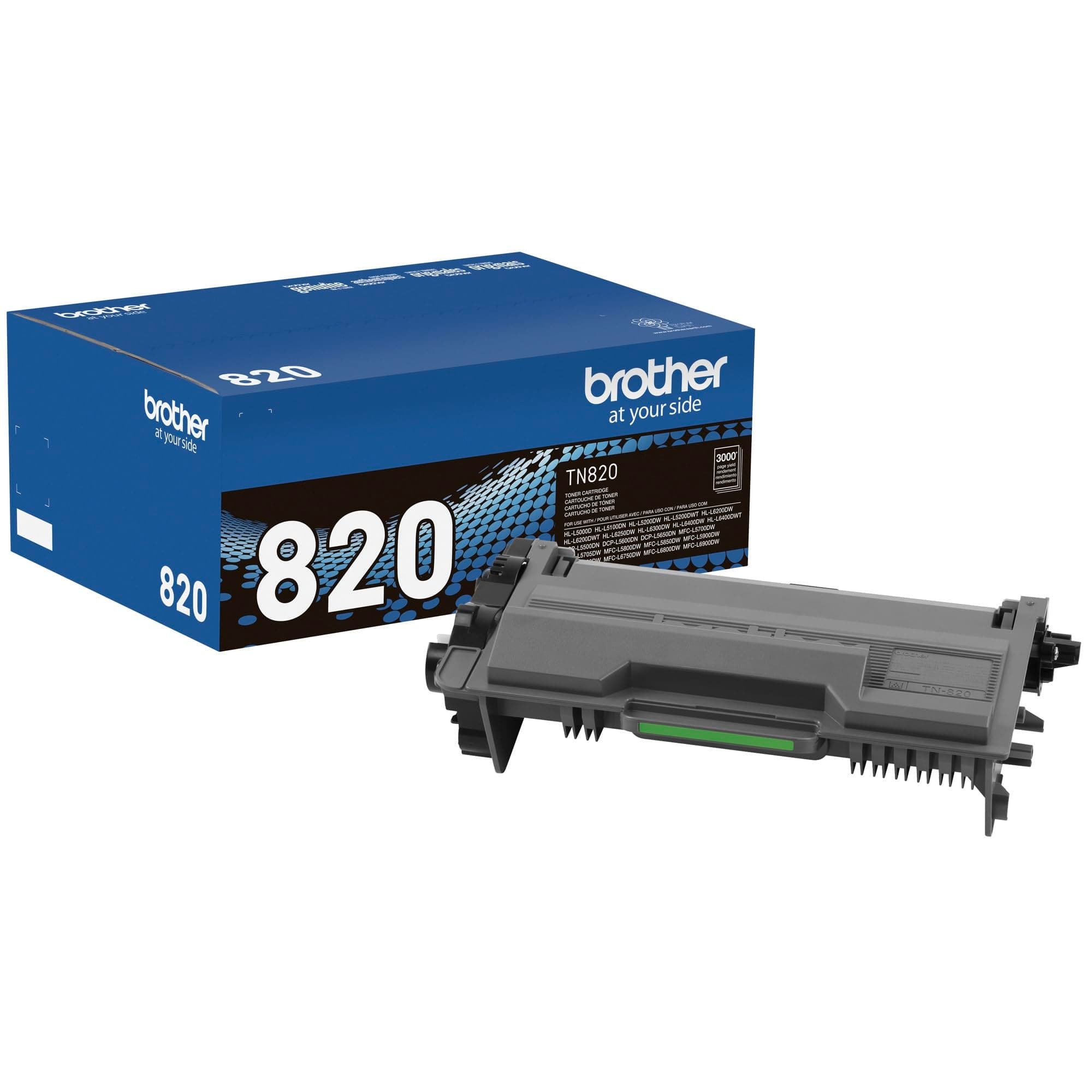 Brother Genuine Toner Cartridge, TN820, Replacement Black Toner, Page Yield Up to 3,000 Pages, Amazon Dash Replenishment Cartridge