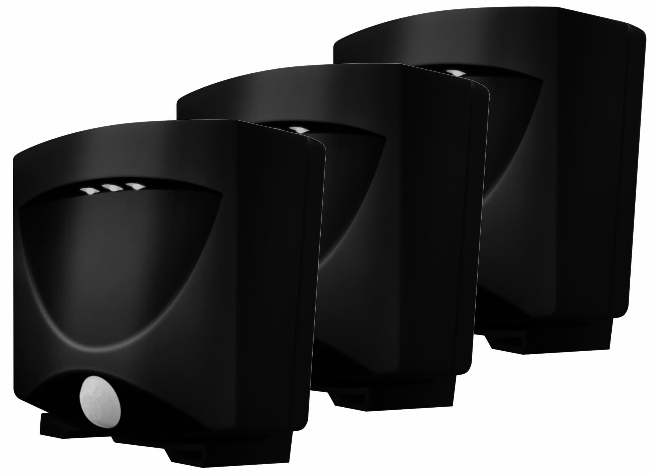 MAXSA43342 Motion Activated Weatherproof Indoor/Outdoor Wireless LED Night Light, (3-Pack) Dark Bronze