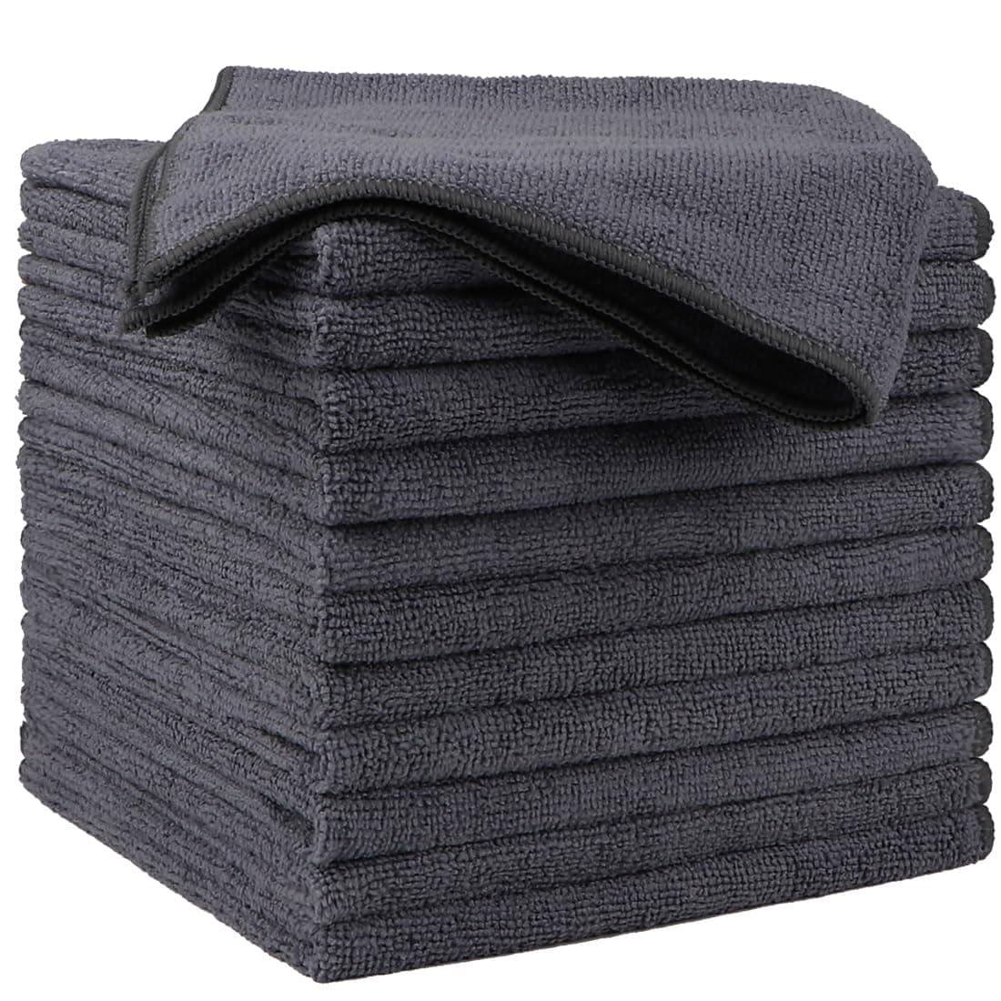HOMEXCEL Microfibre Cleaning Cloths 12 Pack, Premium Microfibre Towel for Cars, Ultra Absorbent Car Washing Cloth, Lint Free Streak Free Wash Cloths for Car, Kitchen, and Window, Grey,40 x 40 cm
