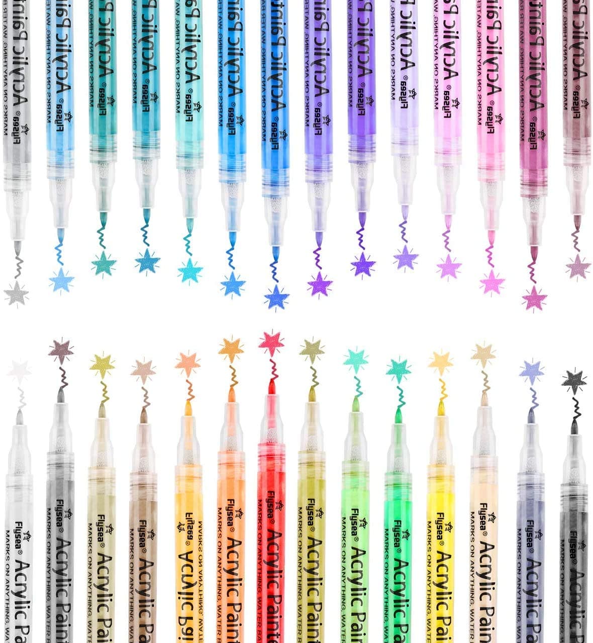 Acrylic Paint Markers Pens Set with 28 Colors Acrylic Paint Pens for Rocks Painting, Fabric, Wood, Canvas, Ceramic, Scrapbooking Supplies, DIY Crafts Making Art Supplies,Quick-Dry Paint Pens