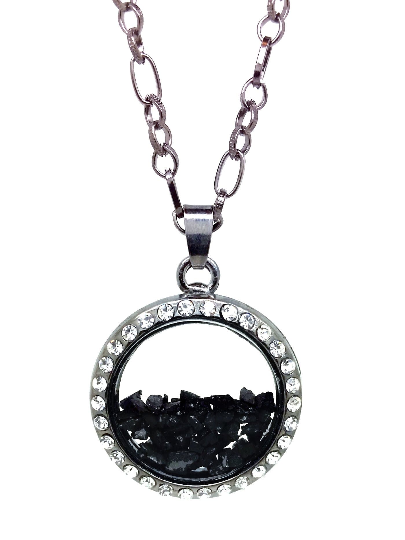 TITANIC SILVER PLATED COAL & GLASS NECKLACE W/COA AUTHENTIC MEMORABILIA