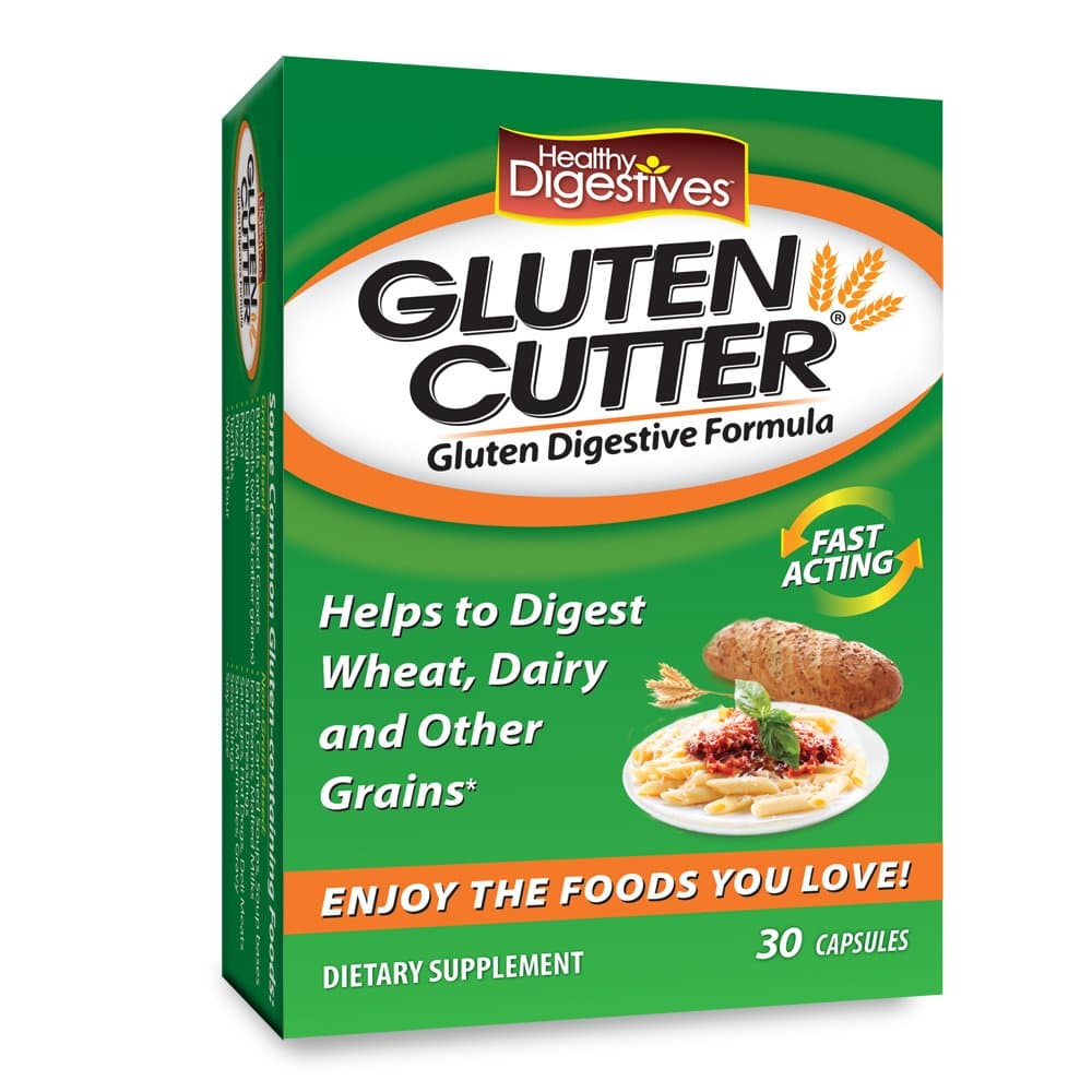 Healthy Digestives Gluten Cutter Enzyme Formula - Helps Improve Your Bodies Gluten Digestion and Assist in Breaking Down Wheat, Dairy and Other Grains - Capsules - 30 Servings