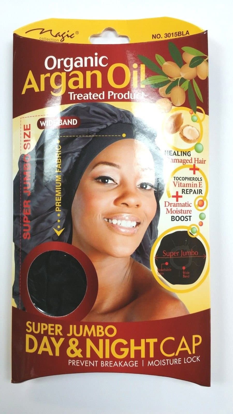 Magic CollectionOrganic Argan Oil Hair Sleep Cap & Bonnet Super Jumbo Size Black