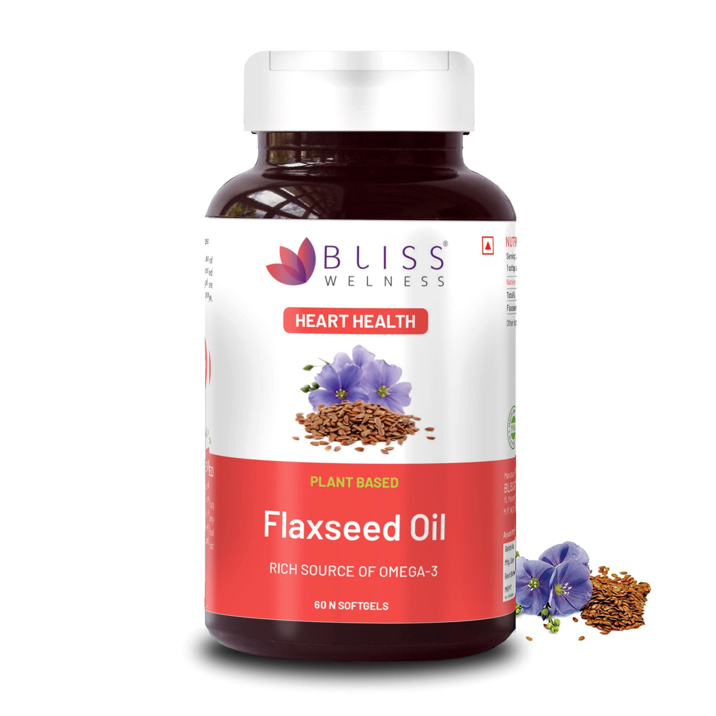 Bliss Welness Organic Flaxseed Oil 2000MG - 60 Softgel Capsule