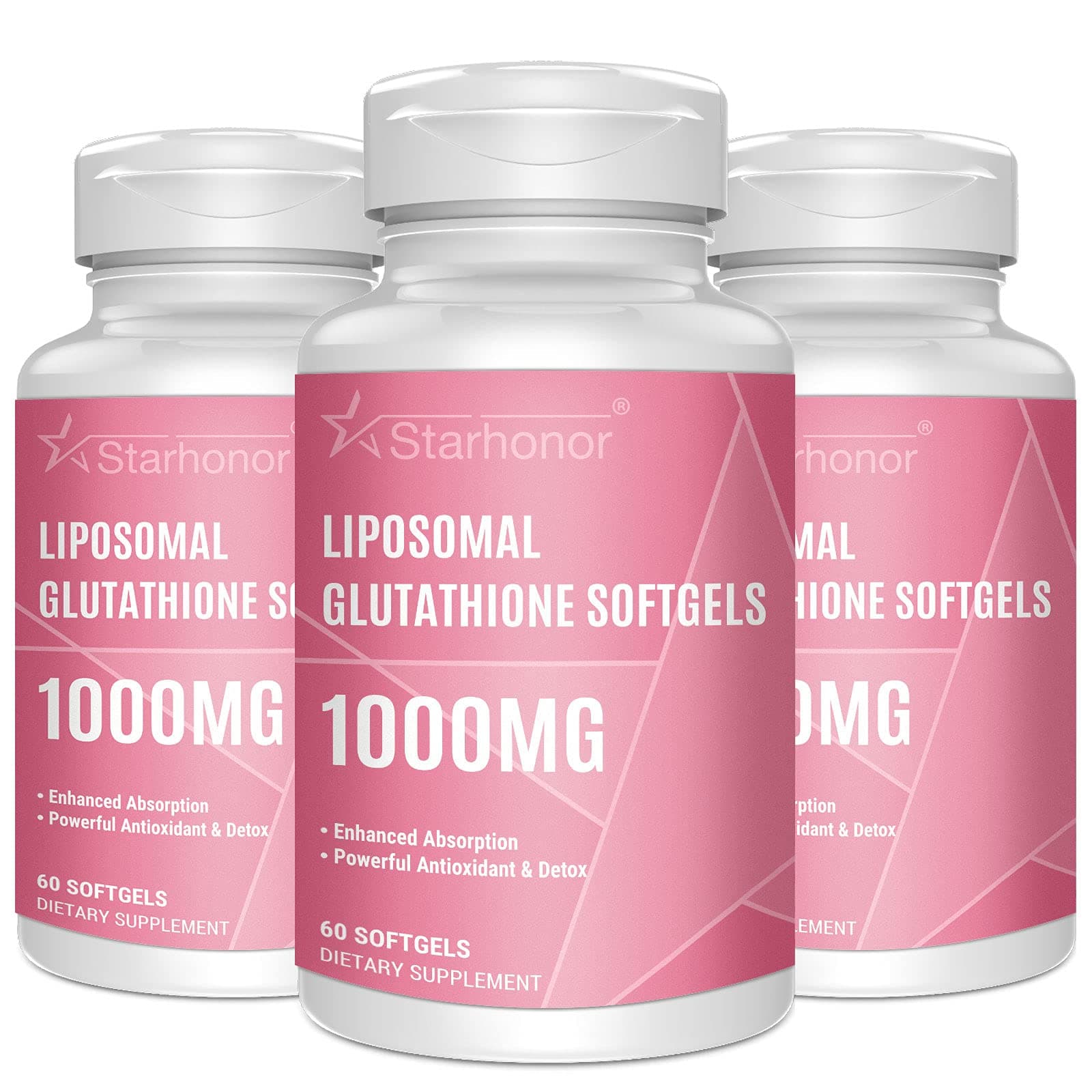 Liposomal Glutathione Softgels 1000 MG, Starhonor Reduced Glutathione Supplement Total 1400 MG, Better Absorption, Non-GMO Antioxidant, Detox, Brain, Immune System, 180 Softgels