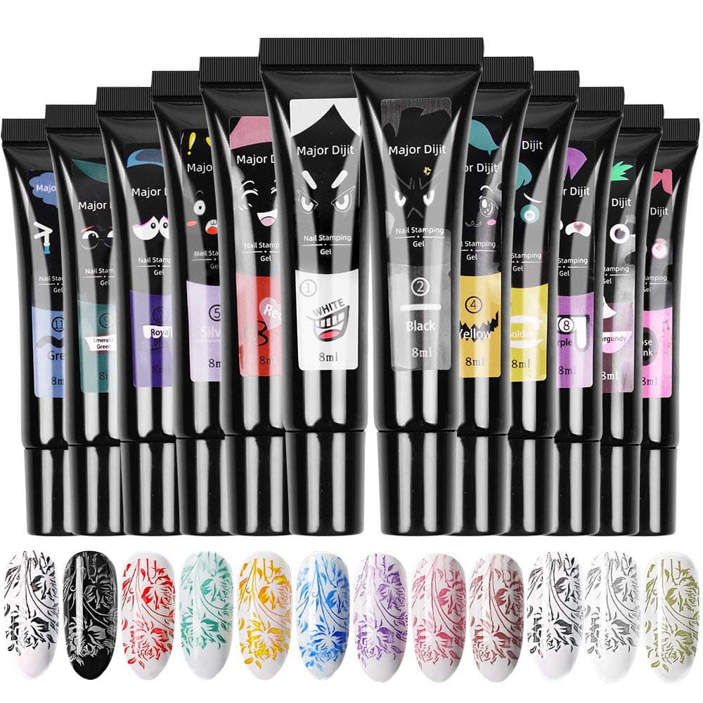 Nail stamping polish gel 8ML Nail Art UV Gel Polish for Nail Stamp Plate 12 Colors