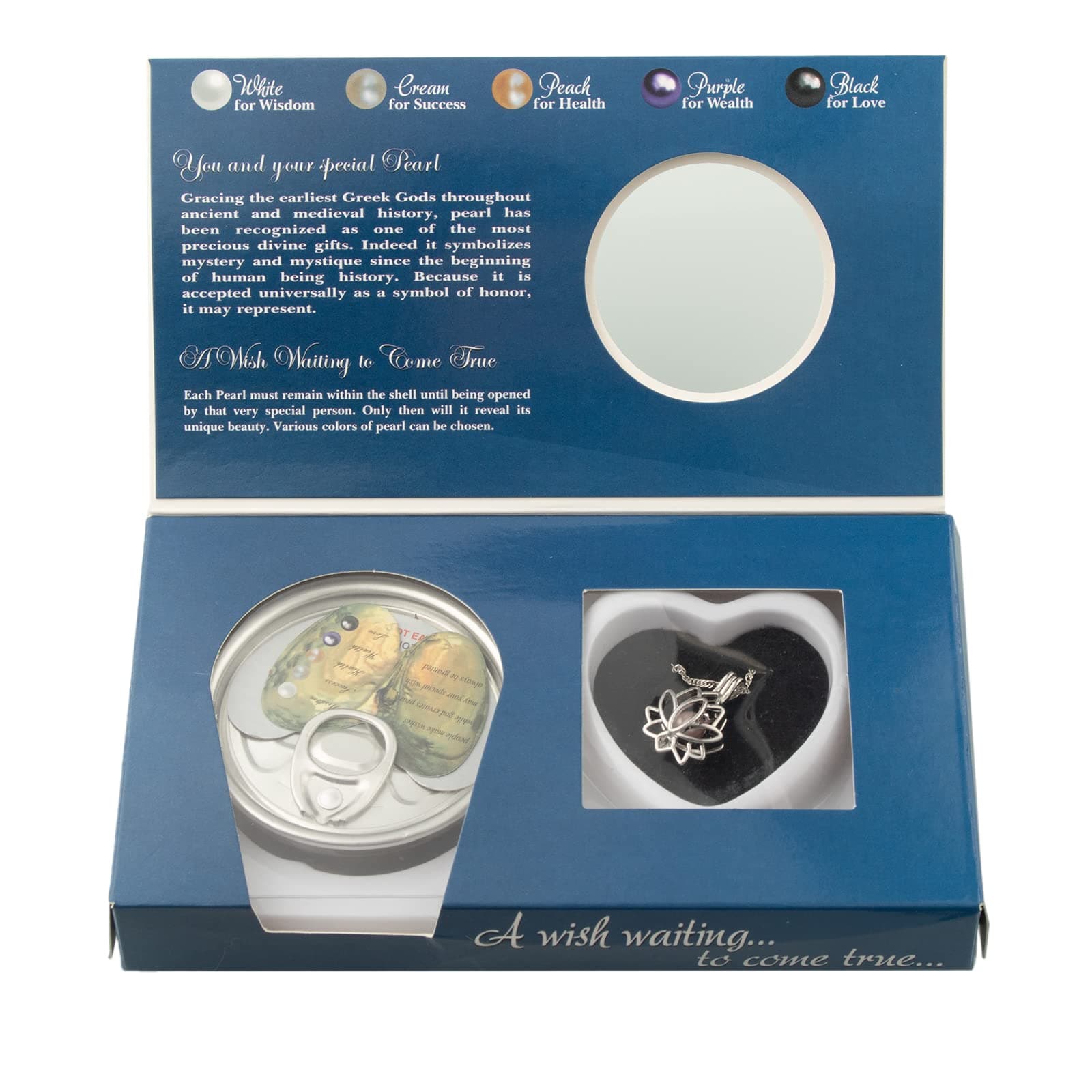 MilkyWay Wish Pearl Necklace Kit, DIY Necklace Making Kit, lotus Necklace Cage Locket Cultured Pearl in Oyster Set, 16.9", Surprise Gift For Wife, Girlfriend,Mother