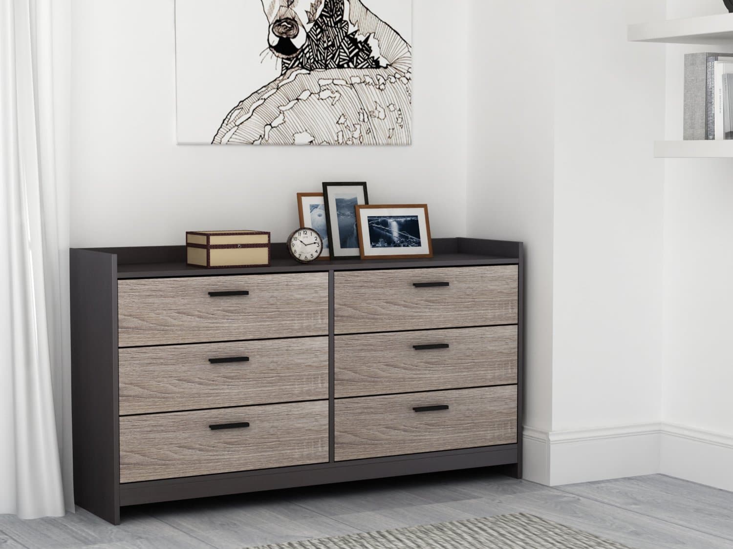 Homestar Central park dresser Chest, 6 Drawer, Java Brown and Sonoma
