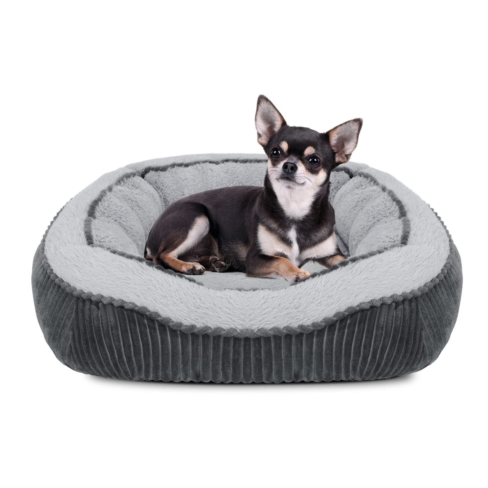 MIXJOY Small Dog Bed Washable(51x49cm), Super Soft Cosy Dog Beds Grey Pet Bed, Premium Grey Rectangle Puppy Bed for Small Medium Large Dogs, Ideal for Labrador, Chihuahua, Springer Spaniel, etc