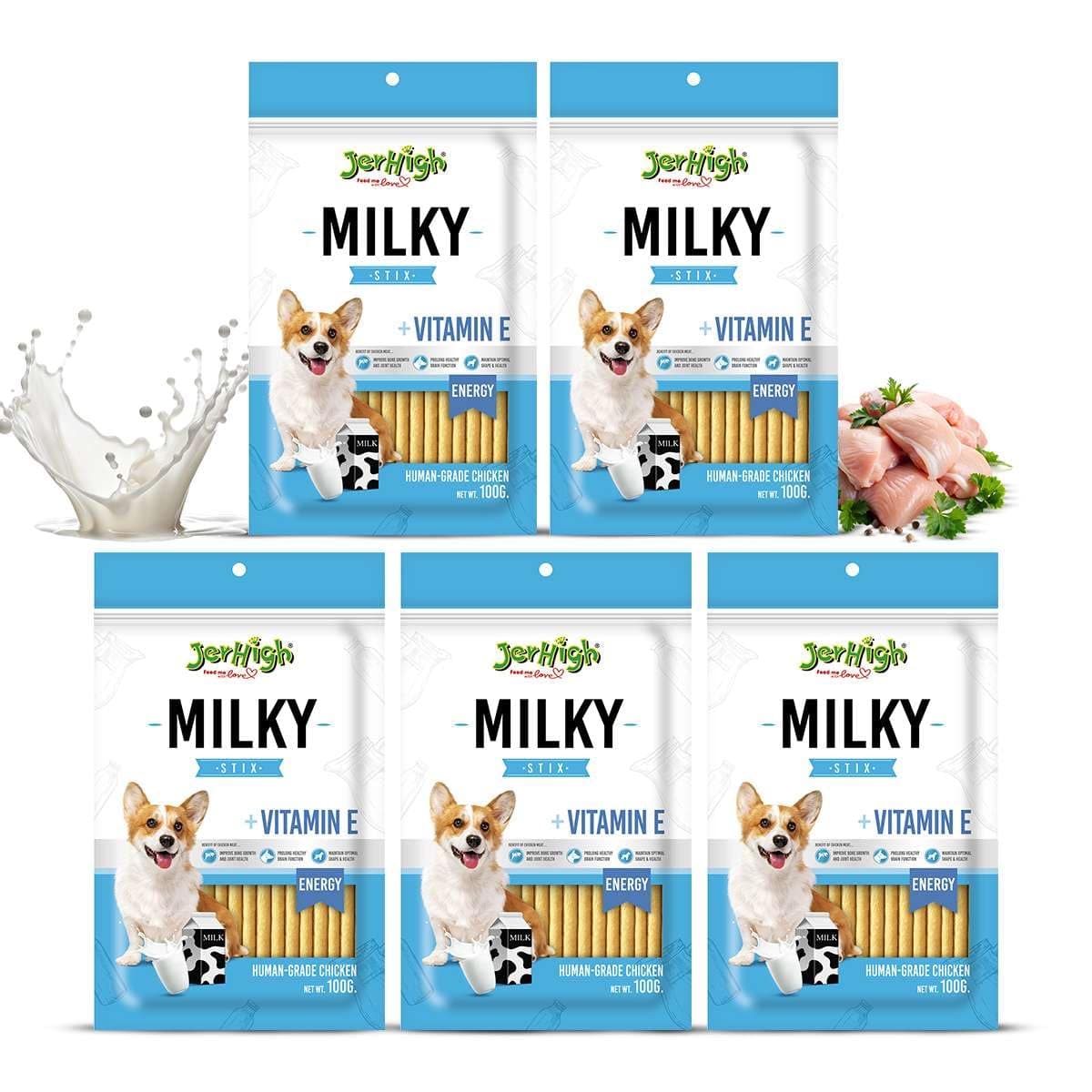 JerHigh Milky Stix, 100 g (Pack of 5)