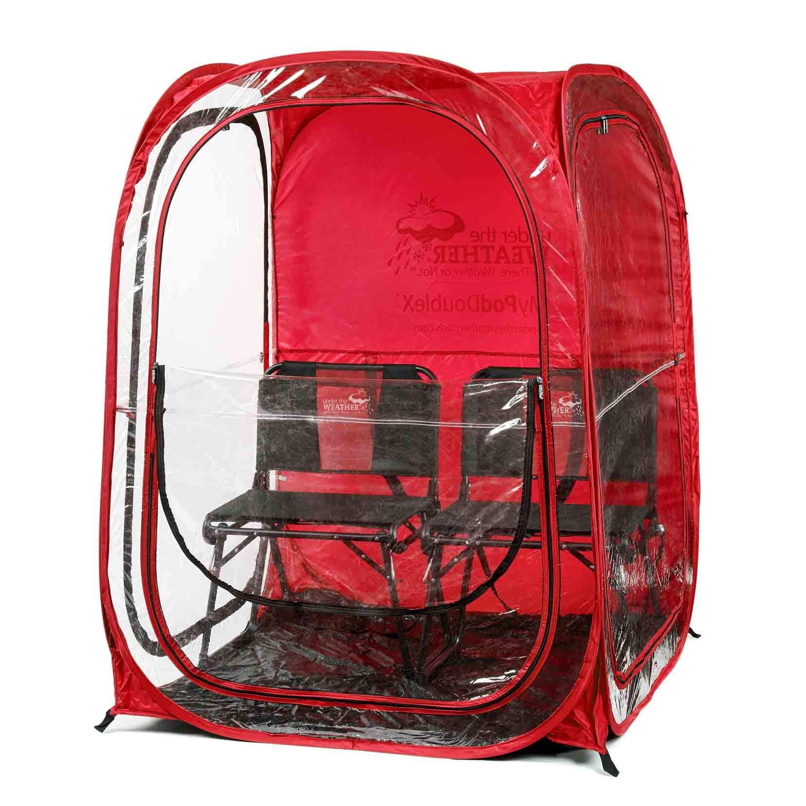WeatherPod® The Original Shark Tank MyPod™ 1-2 Person Pop-Up Pod - Stay Warm, Dry, and Out of The Sun - Weather Pod for Sports, Rain, or Wind (Red, 46" L x 46" W x 59" H)
