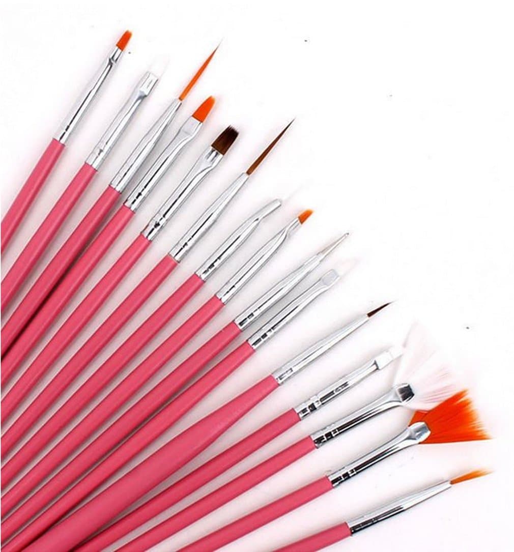 BoxGoGoGo 15pcs Acrylic Nail Art Painting Pen Brush Set Pink Pro DIY Nail Art Drawing Dotting Tool Nail Art Design Manicure Brush Pen Kit by SamGreatWorld