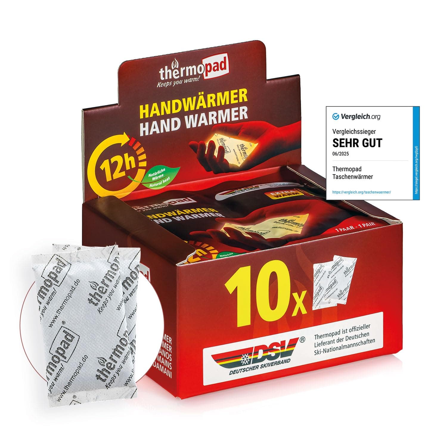 THERMOPAD hand warmers – THE ORIGINAL: 10 or 30 pairs of heat pads for 12 hours of warmth I Ready-to-use pocket warmers I Extra warm heating pads – ideal for outdoor activities & gloves