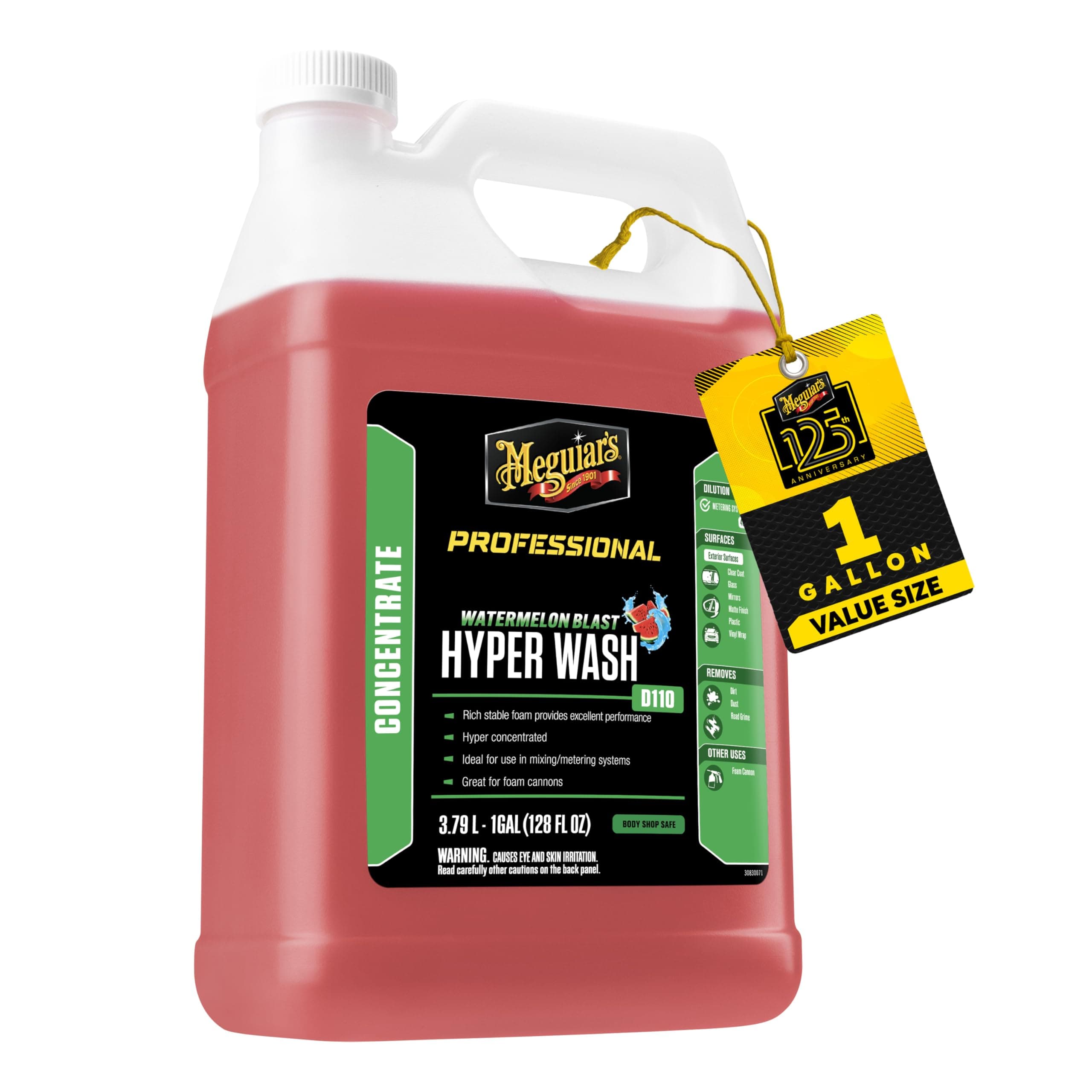 Meguiar's D110 Hyper Wash Foaming Car Wash, Lifts Off Dirt and Leaves a Rich Shine, Car Wash Soap Helps Preserve Wax, Highly Concentrated Formulation for Extended Use, 1 Gal