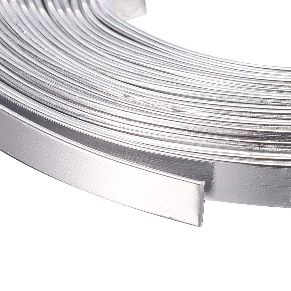 KISSITTY 5 Rolls 3mm Wide Flat Jewelry Artistic Aluminum Wire Silver 18 Gauge About 6.5 Feet/Roll
