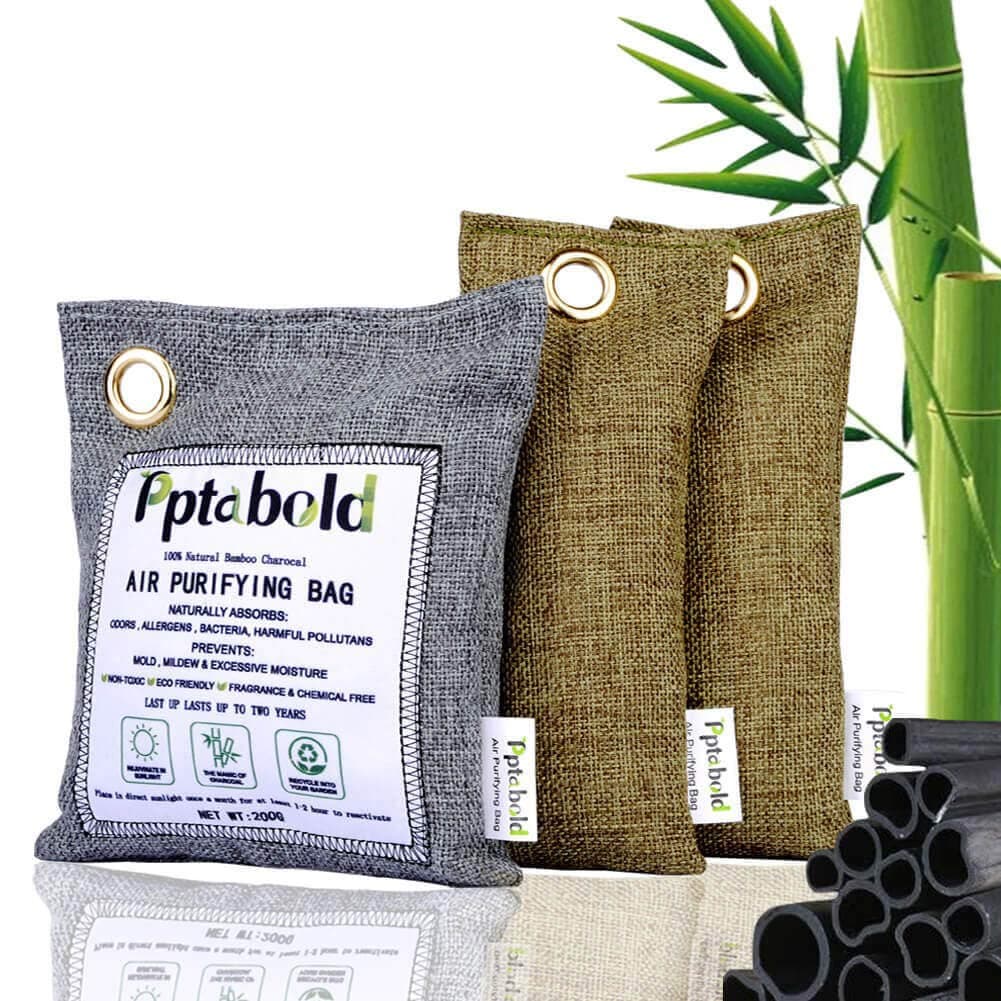 Natural Air Purifying Bag,Reusable Activated Bamboo Charcoal Odor Absorber and Eliminator,Car Air Freshener,Dehumidifier for Home,Prevents Mold,Smell Remover,Shoe Deodorizer,Purifier Bags (3PCS)