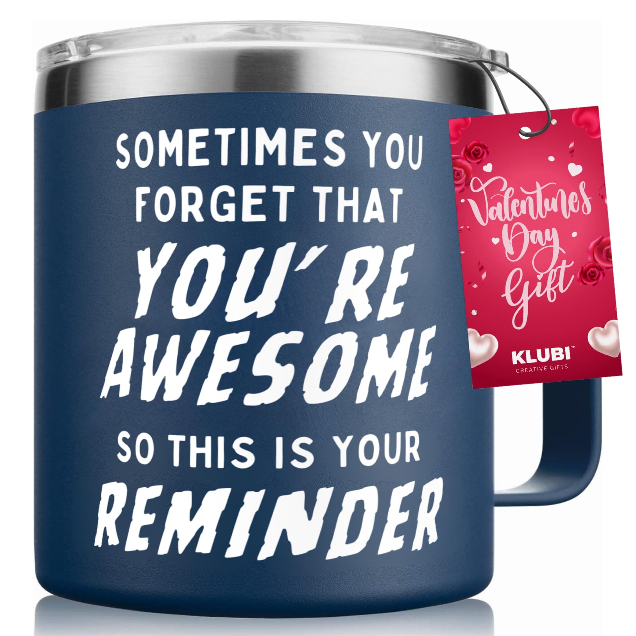 Birthday Gifts for Men Him Mug- Sometimes You Forget Your Awesome Gifts Navy 14oz Gifts for Men Over 50, 60, 70 Under 20, 30, 40 Cool Unique Gift Idea, Coffee Tumbler Gift for Dad, Husband, Boyfriend