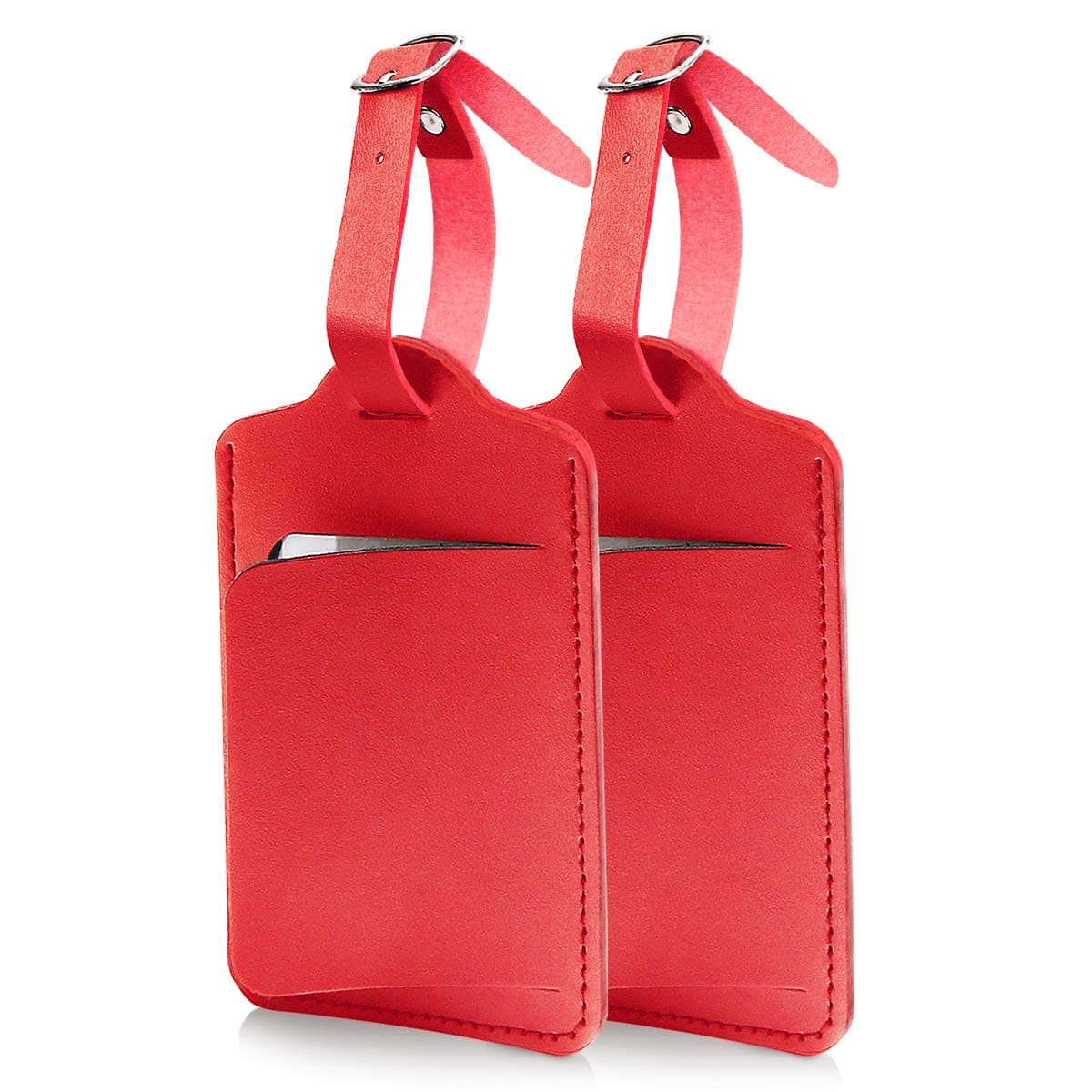 flintronic Travel Luggage Tags, 2PCS Baggage Labels, Suitcase ID Tags, Handbag Tag Labels, Luggage Suitcases Tags for Preventing Loss of Bags and Suitcases(Red)