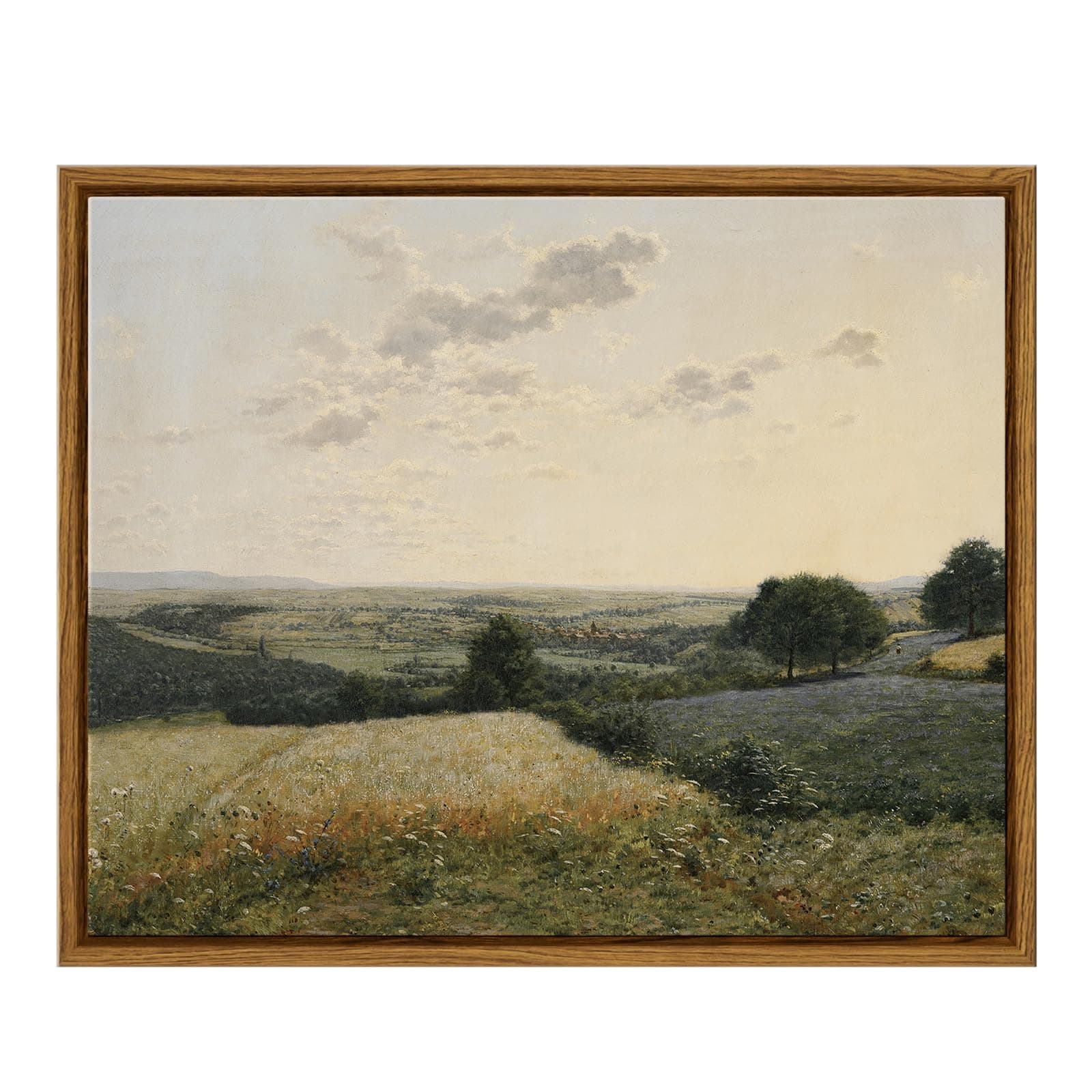 VIYYIEA Framed Wall Decorations Canvas Wall Art Summer Landscape Home Decor, Sun-Drenched Countryside Painting Pictures for Bathroom, Farmhouse Wall Decor for Living Room, Bedroom, Office Decor