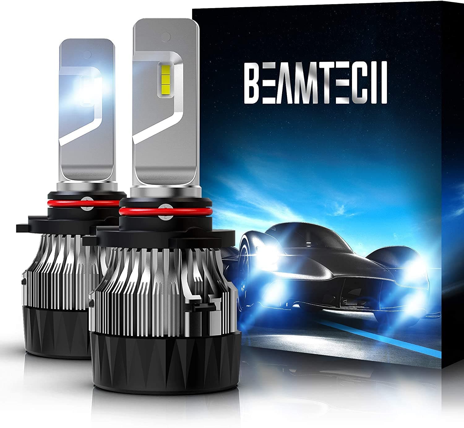 BEAMTECH 9005 LED Headlight Bulbs, 16000LM 70W 30mm Heatsink Base CSP Chips HB3 6500K Xenon White Extremely Super Bright Conversion Kit of 2 Halogen Replacement