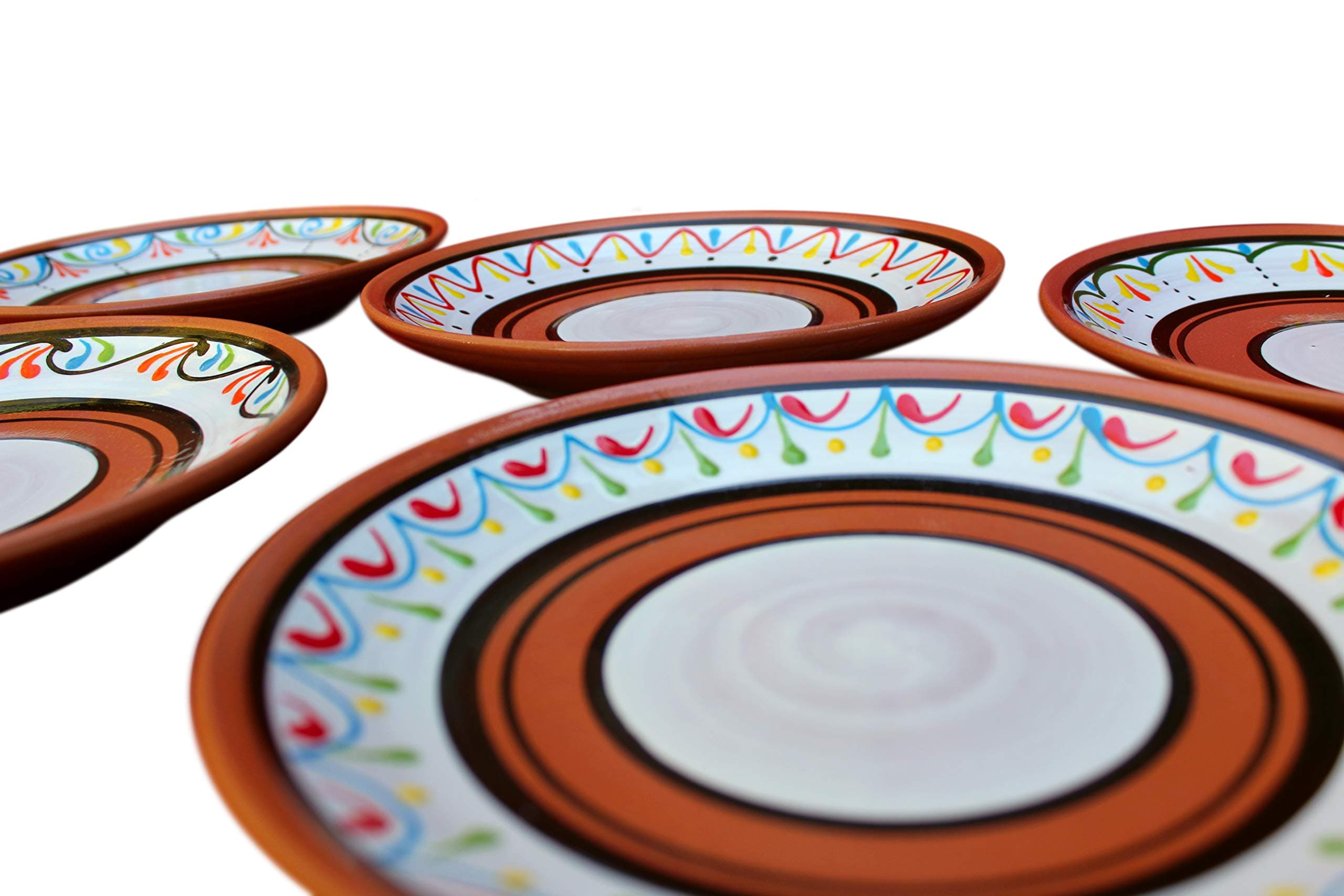 Cactus Canyon Ceramics Spanish Terracotta 5-Piece Salad Plate Set, White