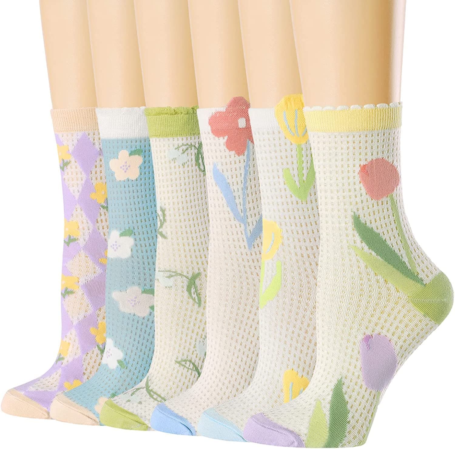 Womens Crew Socks, Casual Cotton Socks, Novel Cute Fun Girl Quarter Dress Sock for Women, Lady, Girls, 5/6Pack