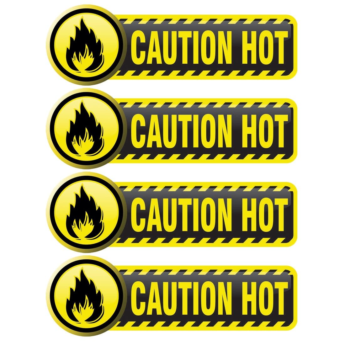 Caution Hot Stickers, Warning Stickers, Caution Signs, Hot Warning Sign for Business, Durable Waterproof Vinyl Safety Labels, 4 Pack