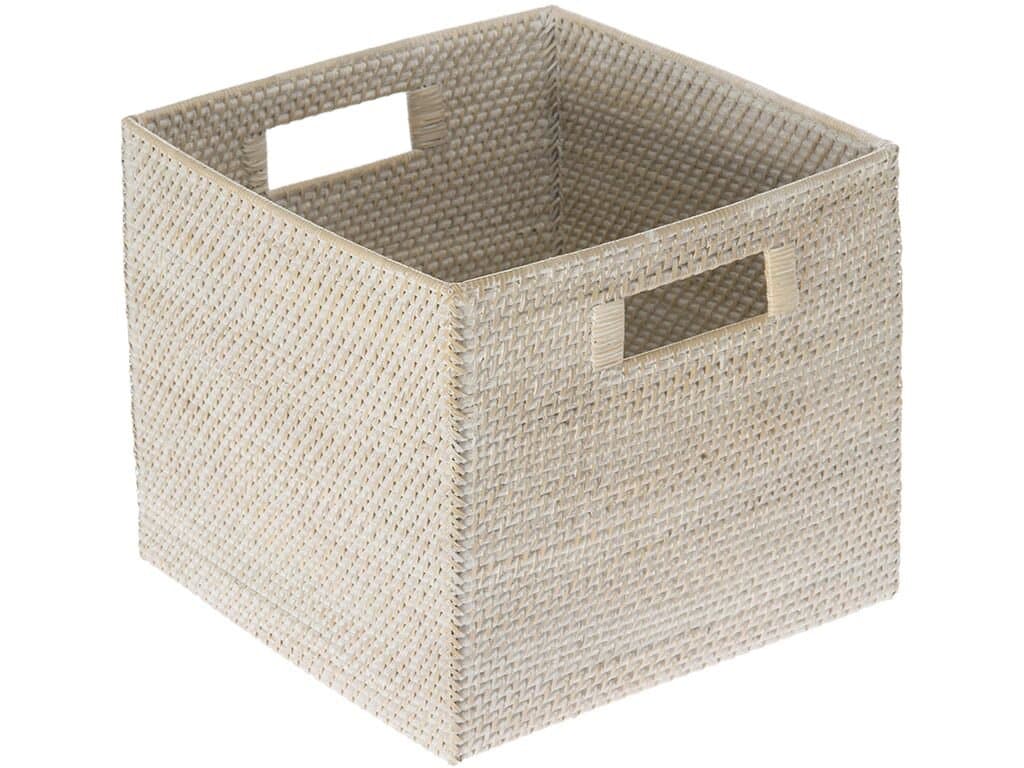 KOUBOO Laguna Square Rattan Storage Basket, White Wash