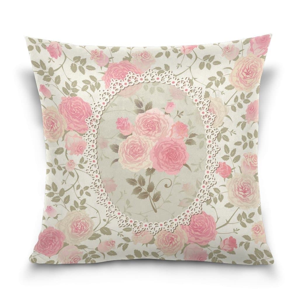 Ur pillowcase Shabby Chic Pink Floral Cushion Pillowcase;Sofa Bed Pillow Case Cover(20x20inch) Twin Sides
