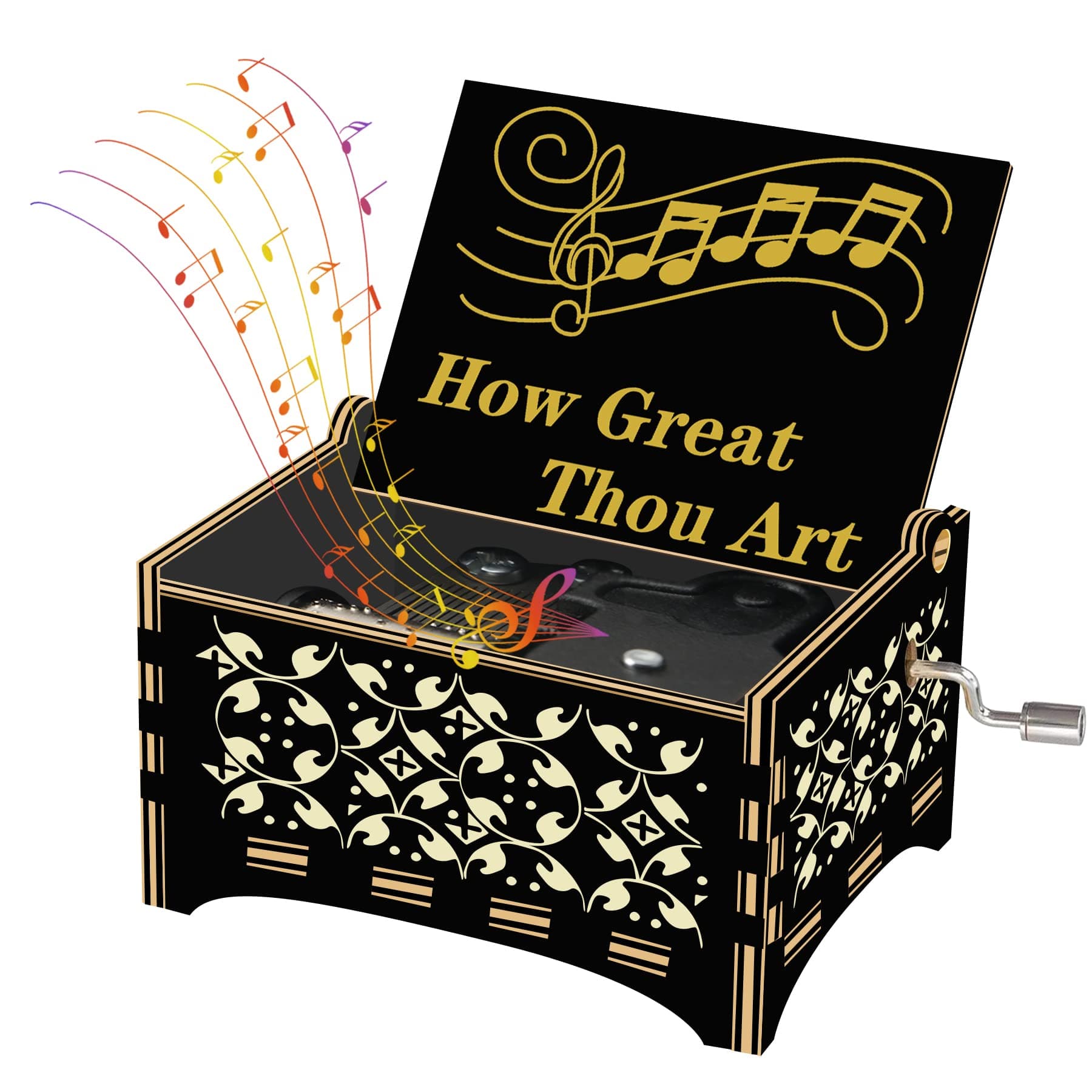 How Great Thou Art Wood Music Box Gifts for Christian Women Men Religious Wooden Music Boxes Gifts for Mom, Dad, Easter, Christmas, Mother's Day, Father's Day, Birthday,Christening Gift