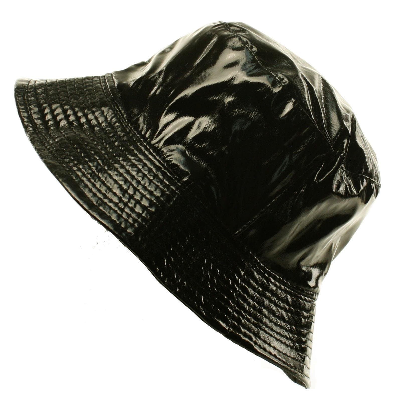 Ladies Girls Rain Resistant Bell Bucket Foldable Travel Cap Hat Cap Black 56cm