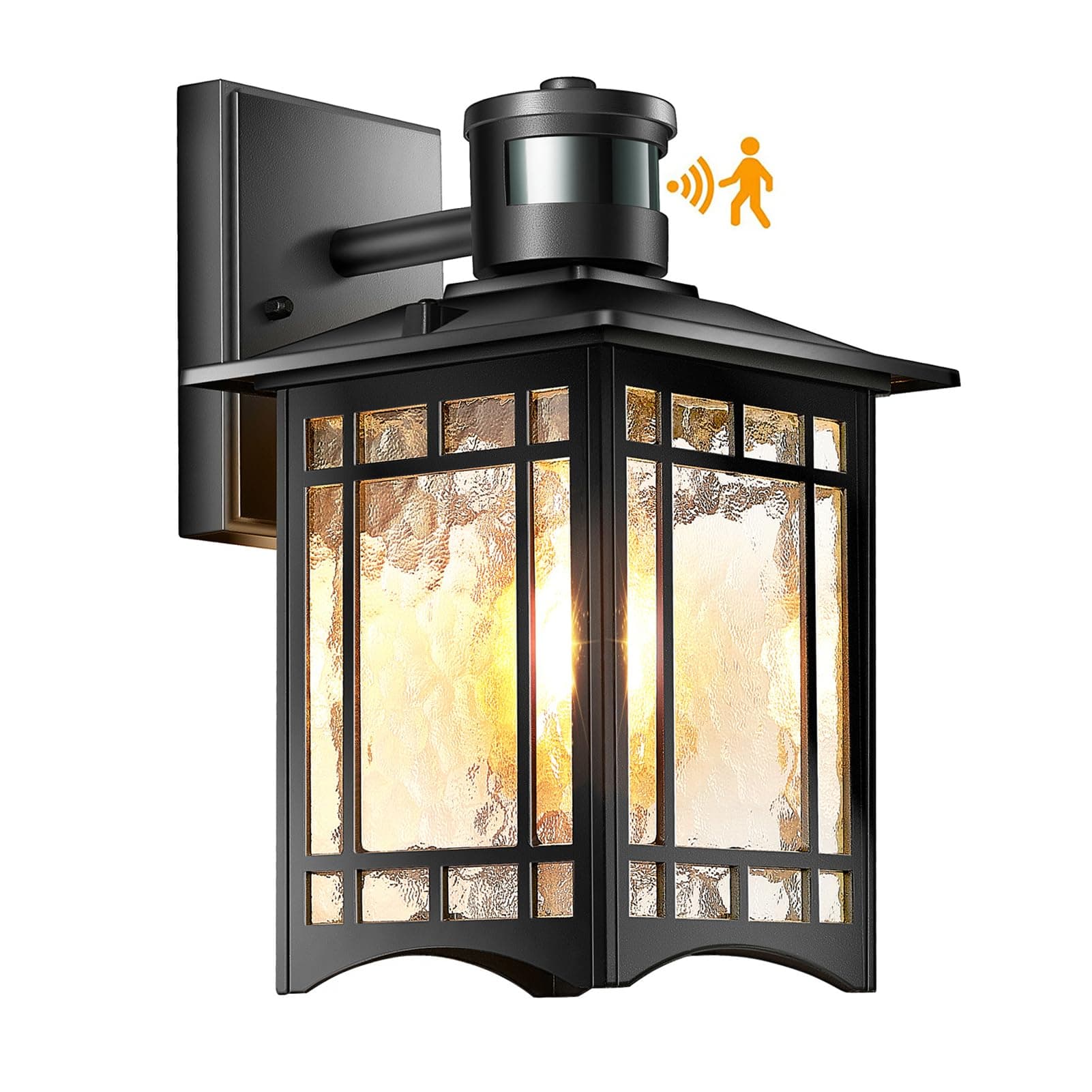 Motion Sensor Outdoor Lights, Dusk to Dawn Light Fixture, Black Wall Sconce Lighting, Front Porch Light, Exterior Lights for House Patio, Outside Door Wall Mount Anti-Rust Lantern