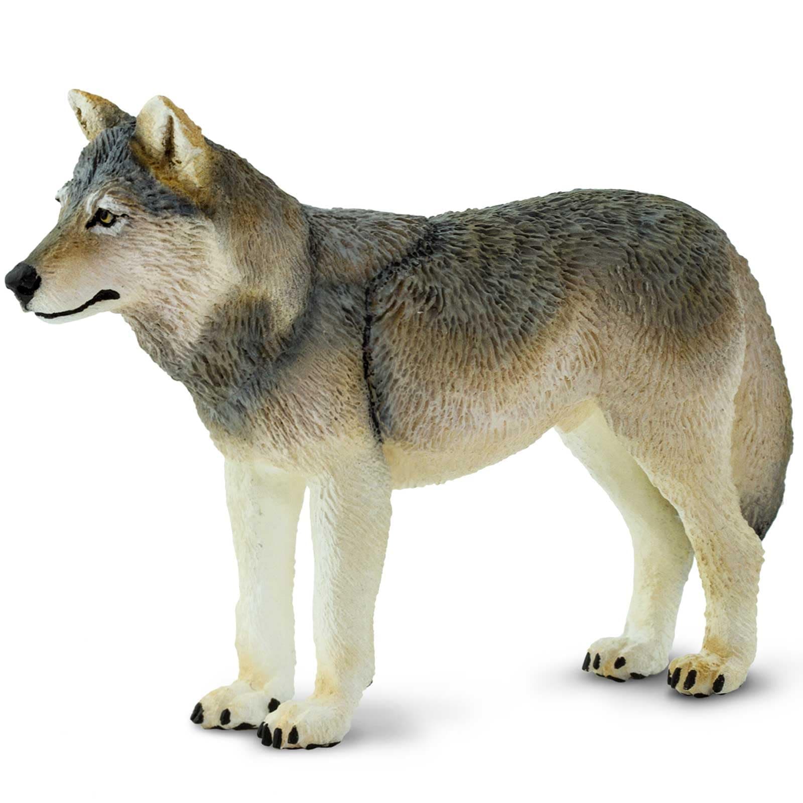 Gray Wolf Figurine - Realistic 4" Plastic Wolf Figure - Educational Toy for Boys, Girls, and Kids Ages 3+