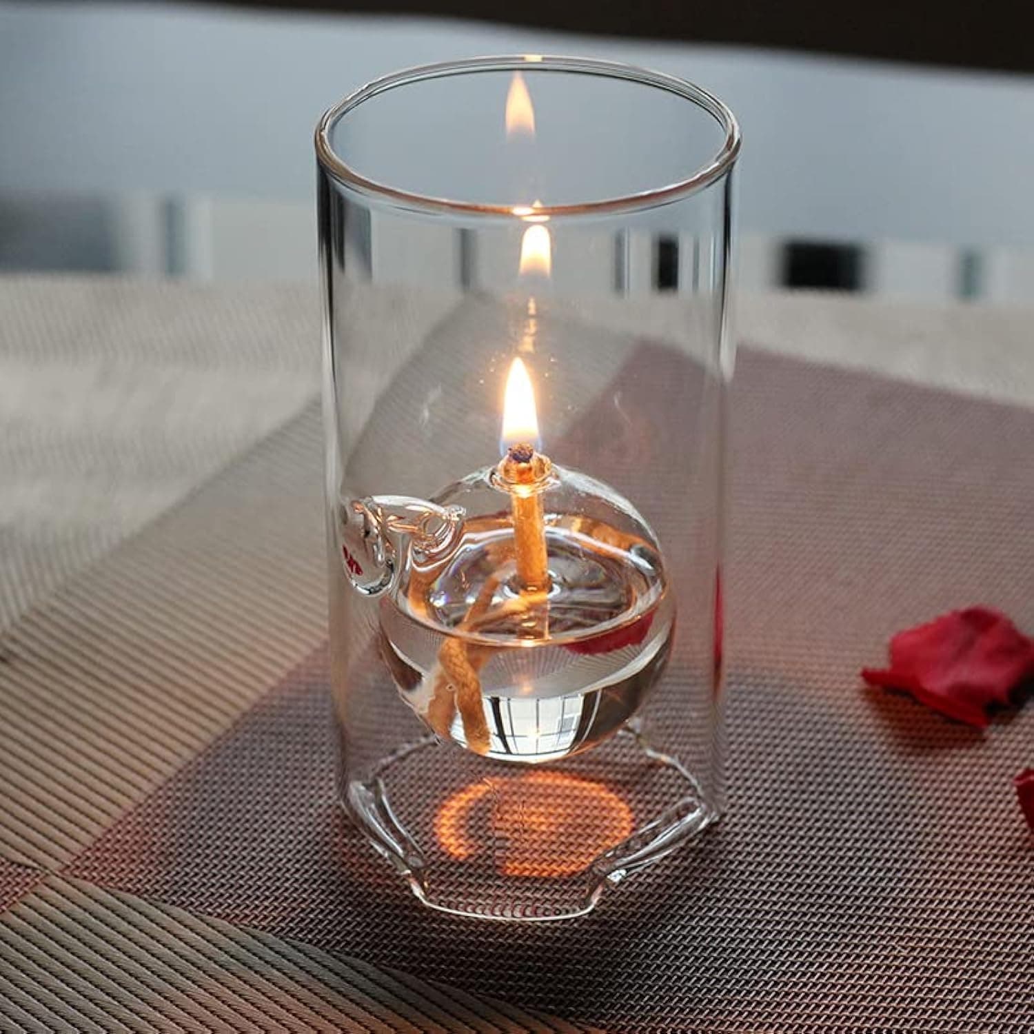 Clear Glass Oil Light Borosilicate Includes Bliss Suspended Hurricane Candle Holder Sleeve Paraffin Lamp 8 x15CM