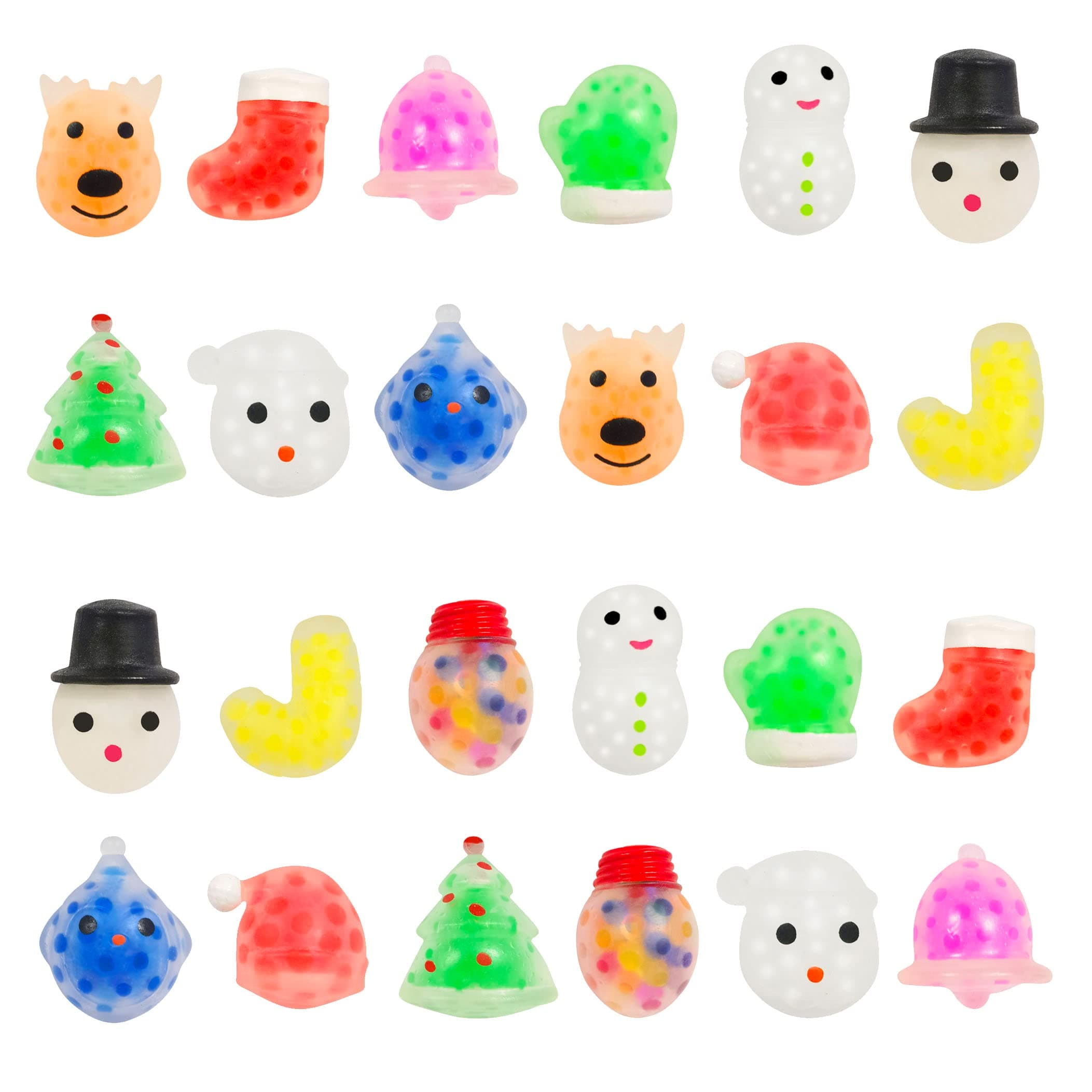 24 Pack Christmas Mini Squishy Stress Balls for Kids Girls Boys,Squeeze Fidget Toys to Stress Reliever for Kids Party Favors,Christmas Party Decorations (Christmas)