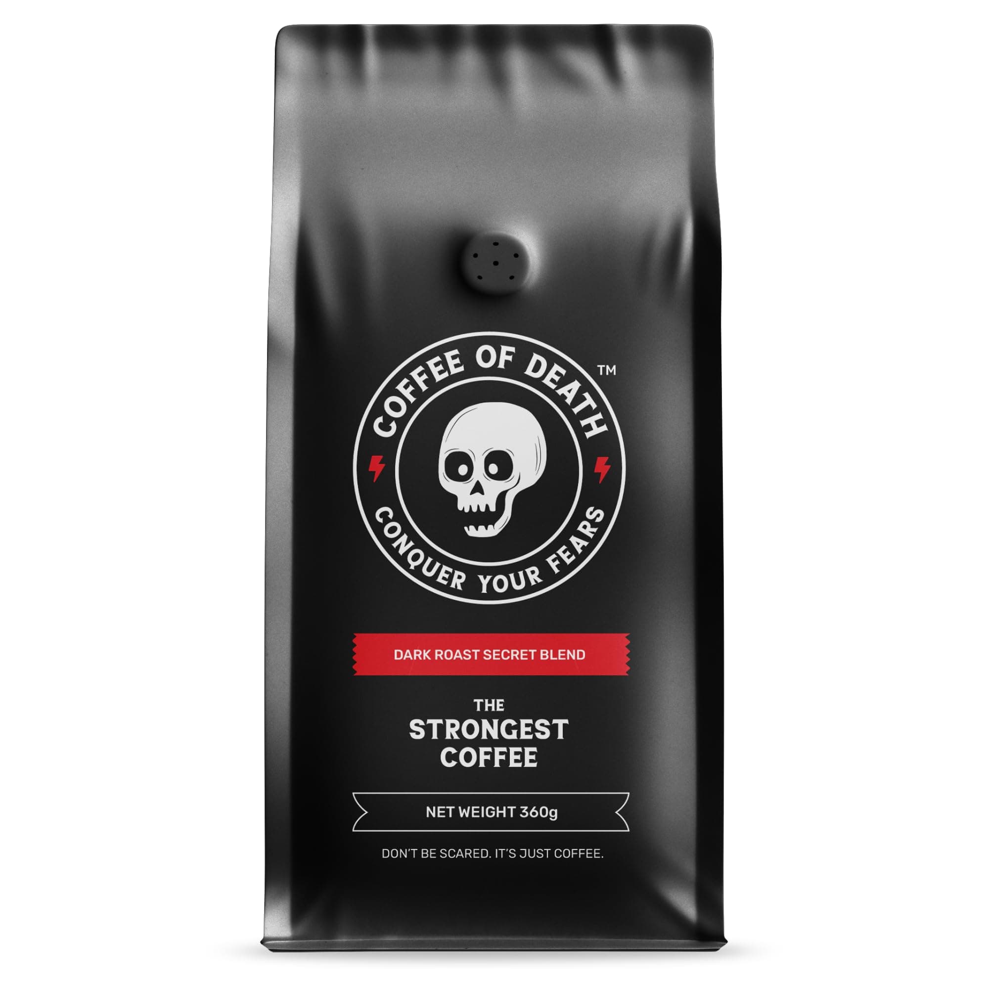 COFFEE OF DEATH - Roasted Coffee Beans - Dark Roast (Whole Bean) 360gram - Strong Coffee - Blend of Arabica & Robusta - (1 Unit) - *Brewing Equipment Needed*, Bag