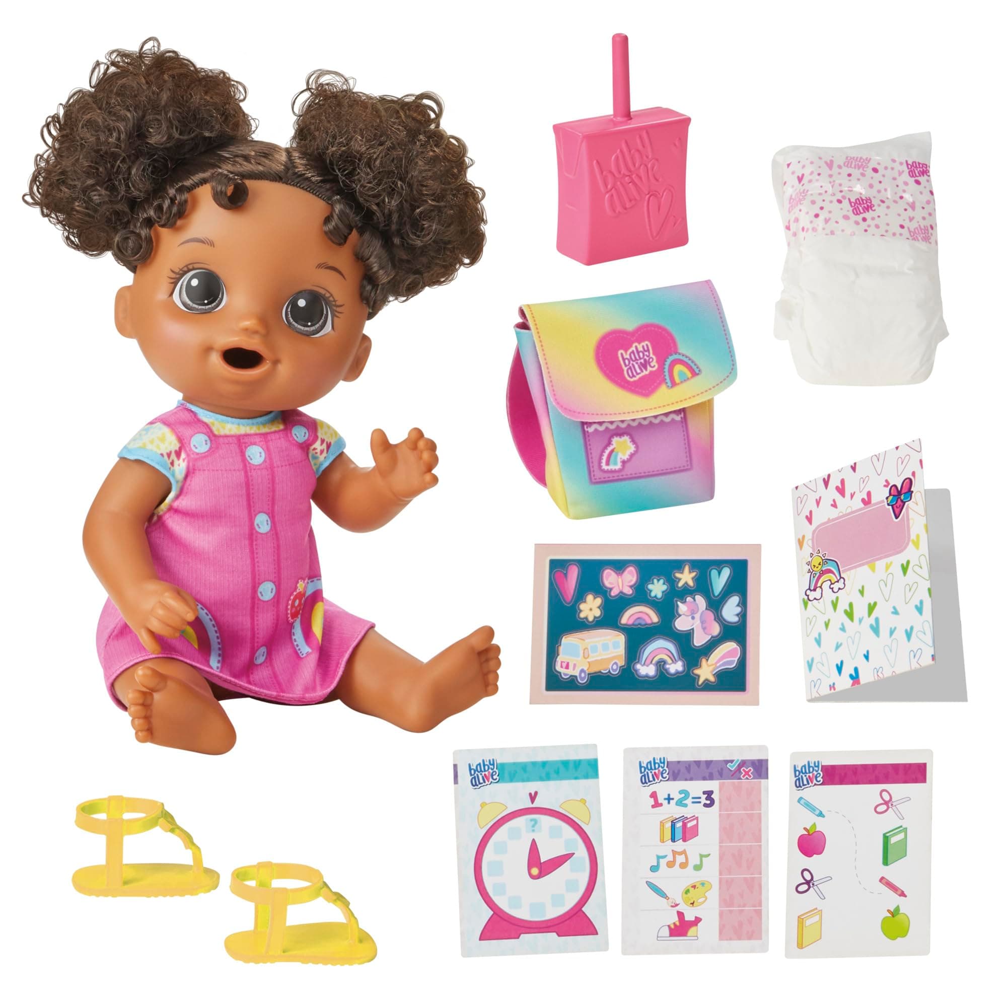 Baby Alive Time for School Baby Doll Set, 12 Inch, Back to School Toys for Girls & Boys, Black Hair, Preschool Gifts for Kids, Ages 3+ (Amazon Exclusive)