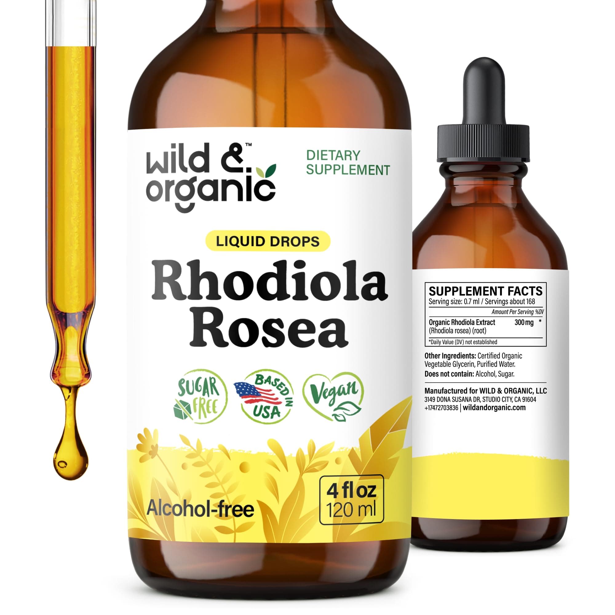 Rhodiola Rosea Tincture - Rhodiola Rosea Supplement for Mood Support - Relaxing Root Extract Liquid Drops - Vegan, Sugar & Alcohol-Free - 4 fl oz