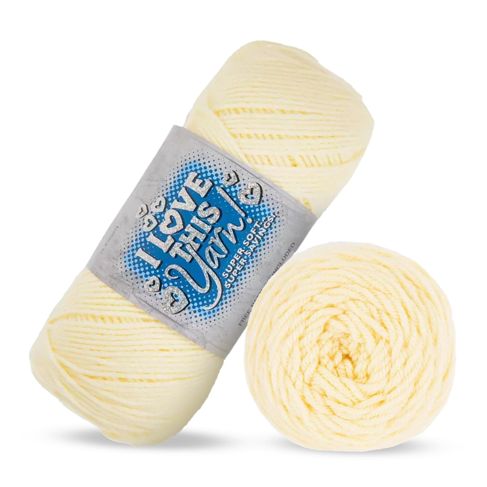 I Love This Yarn 4 - Medium Yarn for Crocheting & Knitting - Soft Skein - 355 Yards of Acrylic for Blankets, Hats & More - Craft Supplies for Handcrafting Accessories, Lemon Ice