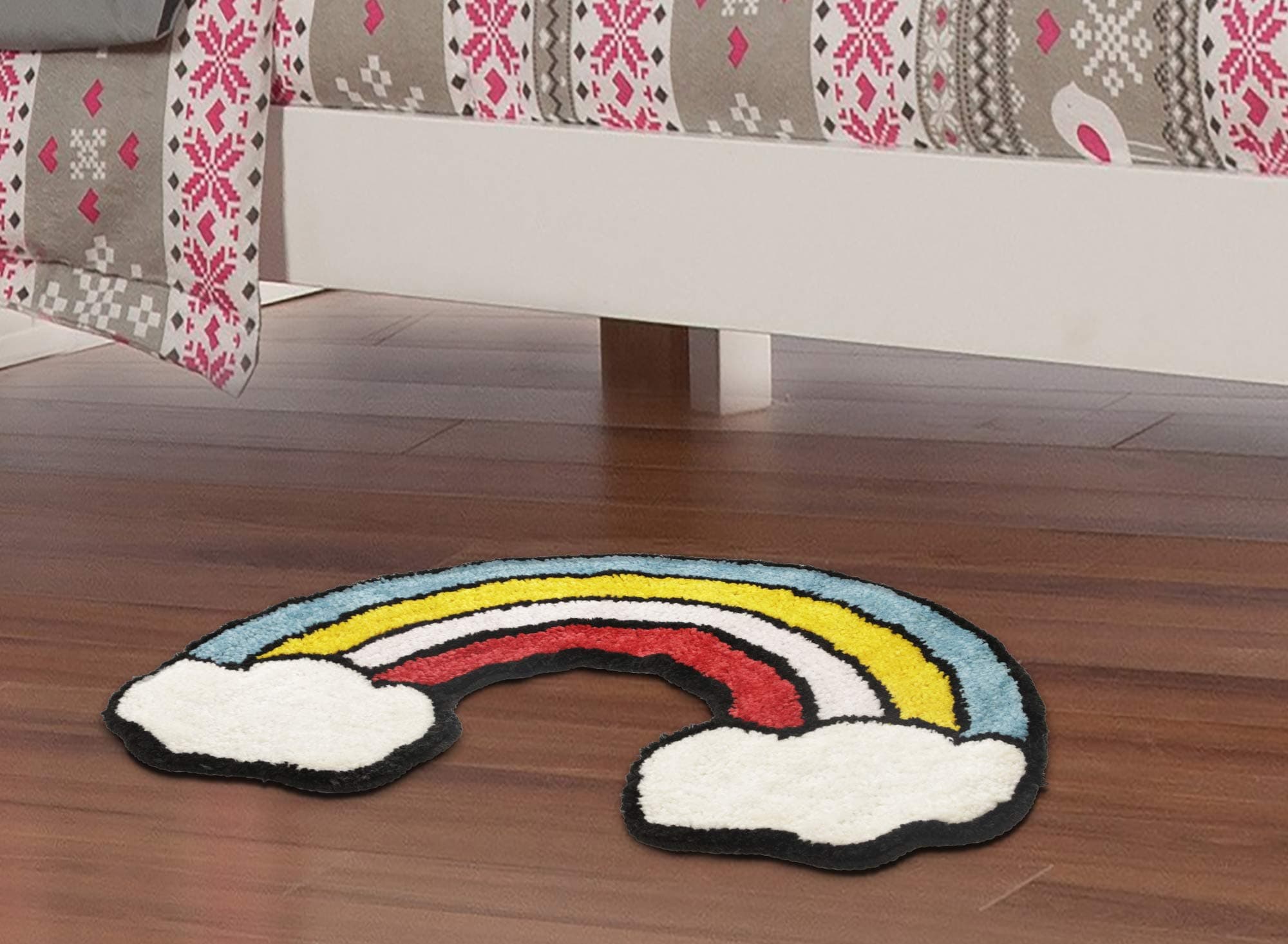 Urban Hues Kid's Cartoon Theme Special Multi Rainbow Design Shaggy doormat/Rugs-1pc