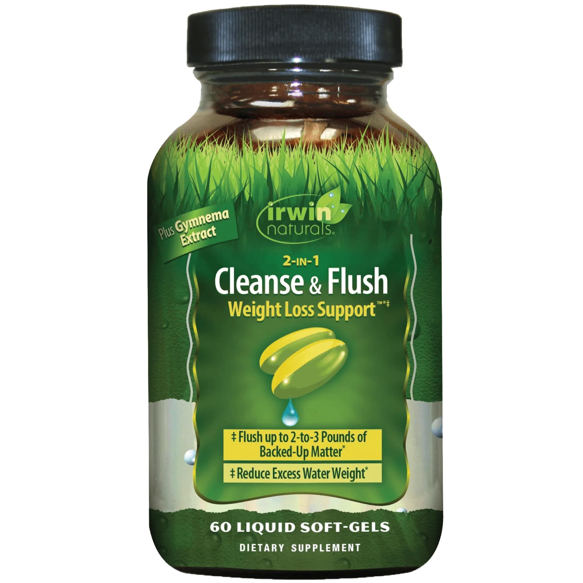 2-in-1 Cleanse & Flush Weight Loss Support - 60 Liquid Soft-Gels - Flushes Digestive Tract & Reduces Bloating - 30 Total Servings