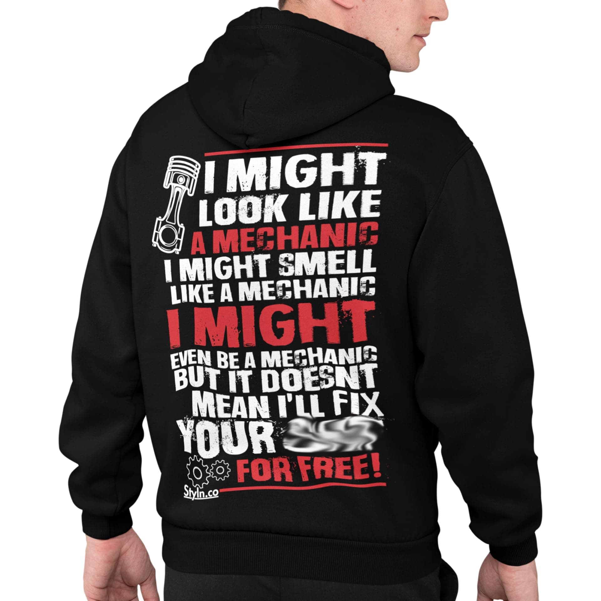 STYLN Long Sleeve Hooded Sweatshirt | Adult Unisex Automotive Enthusiasts Car Truck Bike Racing Funny Hoodie Sweatshirt