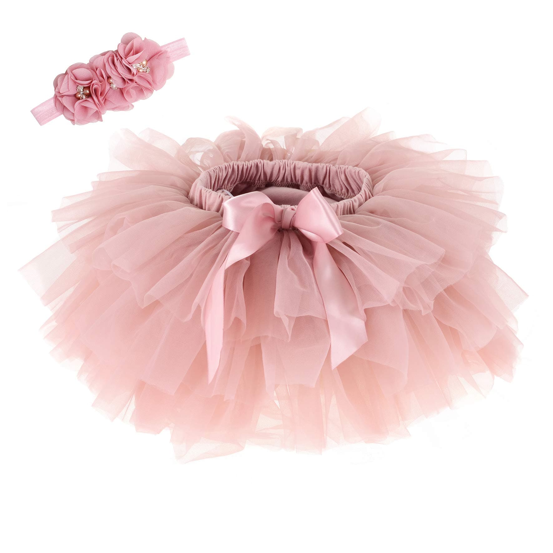 Baby Girls Tutu Skirt Headband Set Toddler Ruffle Tulle Diaper Covers 6-24 Month