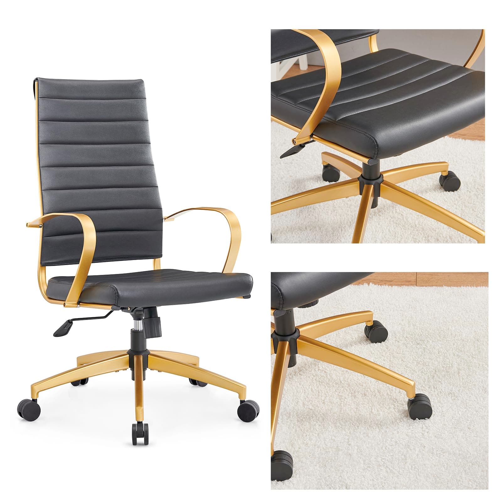 Vegan Leather high Back Office Chair, White