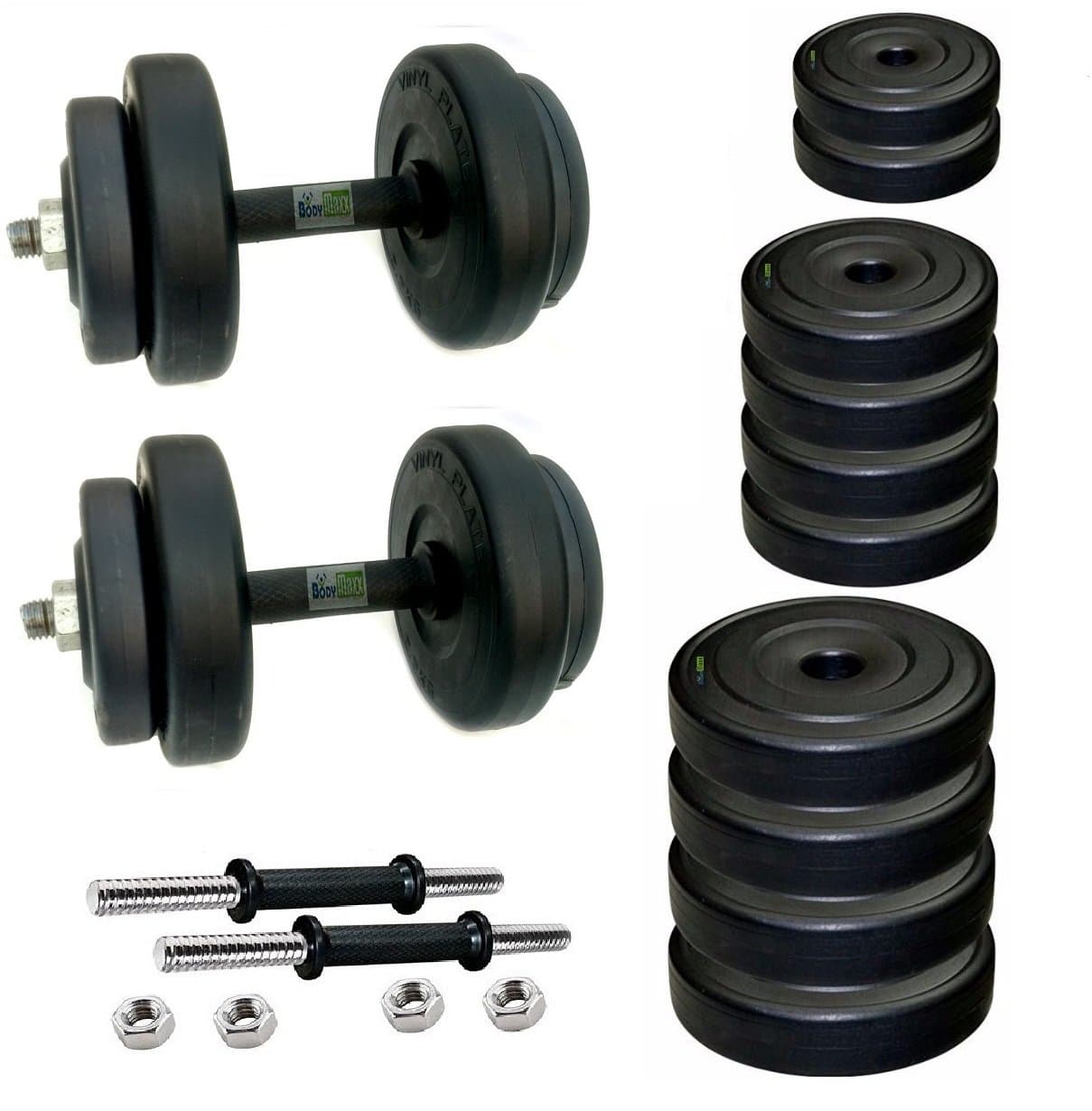 Body Maxx Adjustable Dumbells 8 Kg PVC Weight Plates with 2 Iron Rods