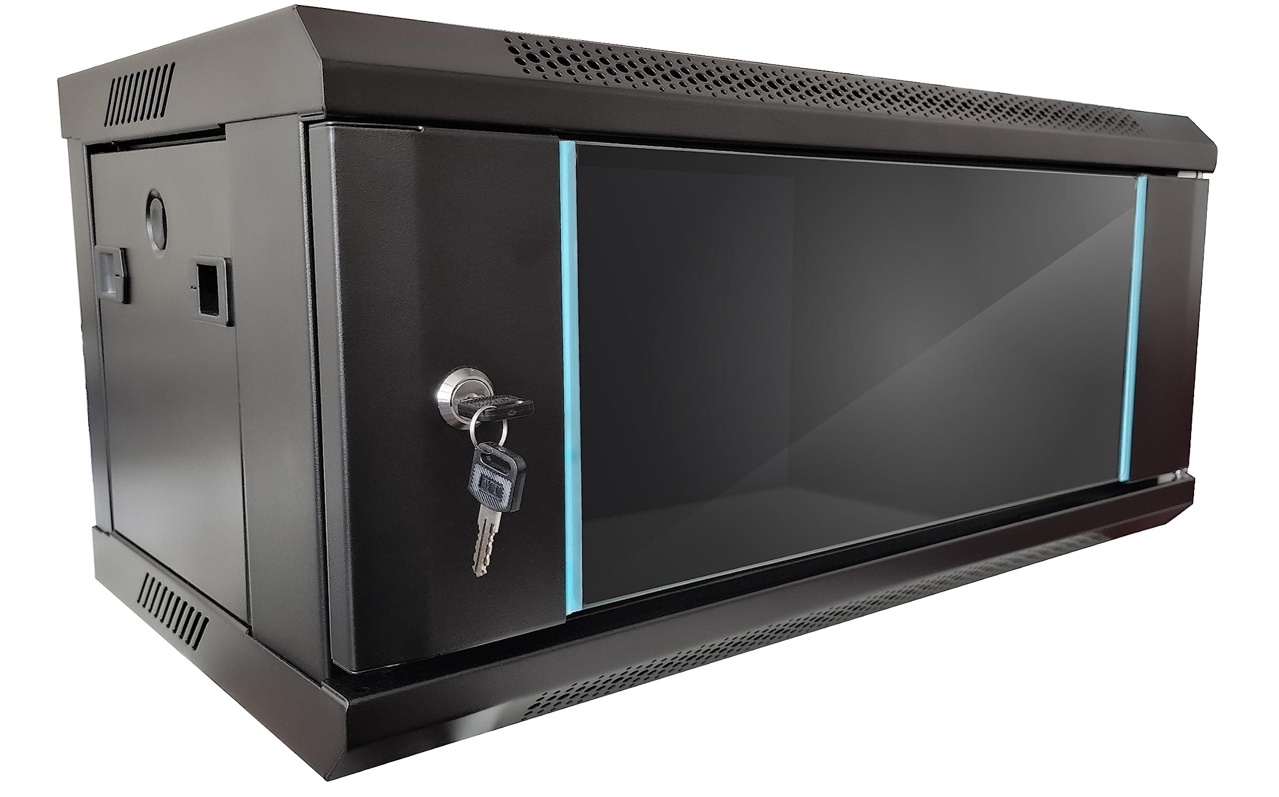 Lockable Data Wall Mount Cabinet Network Server Rack Data Cabinet Deep Wall Mounted Black Storage Rack for Home, Office, Server Room Computer Equipment with Removable Side Panels (600 x 600 x 12U)